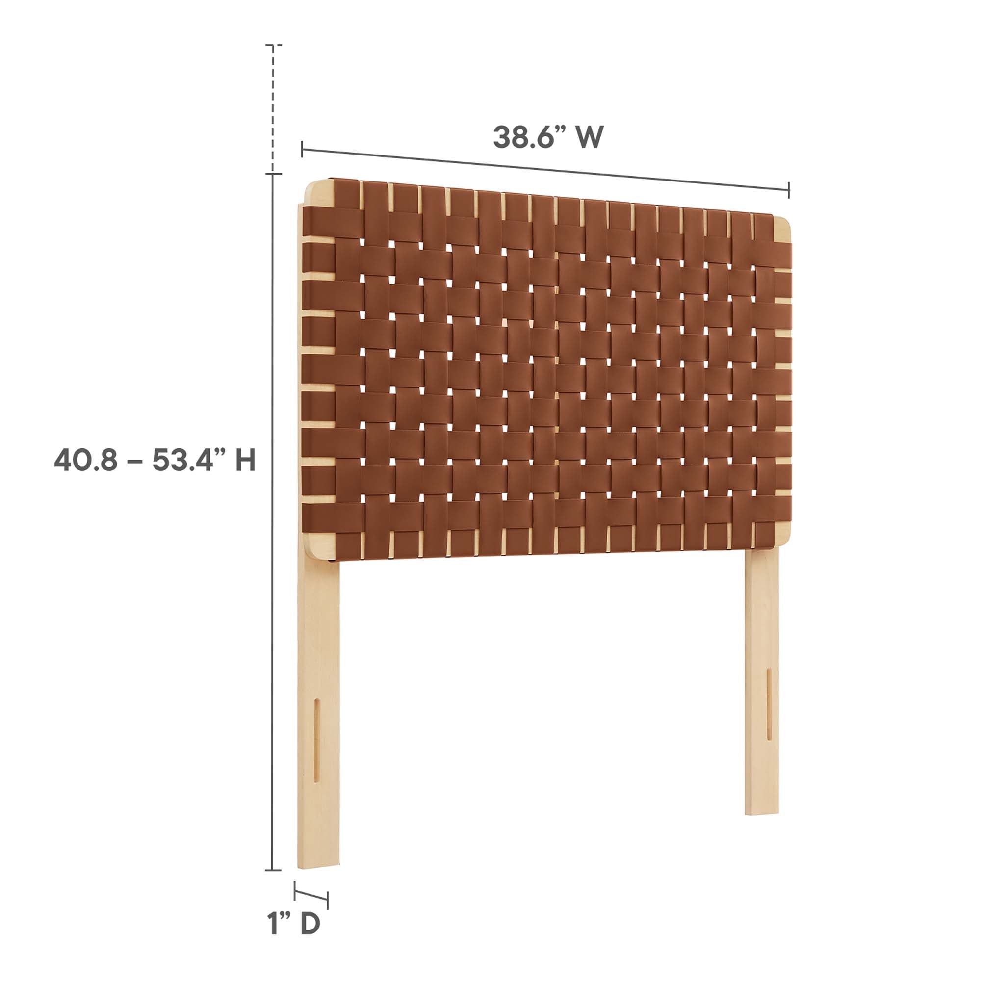 Sparta Weave Vegan Leather Twin Headboard, Natural Brown