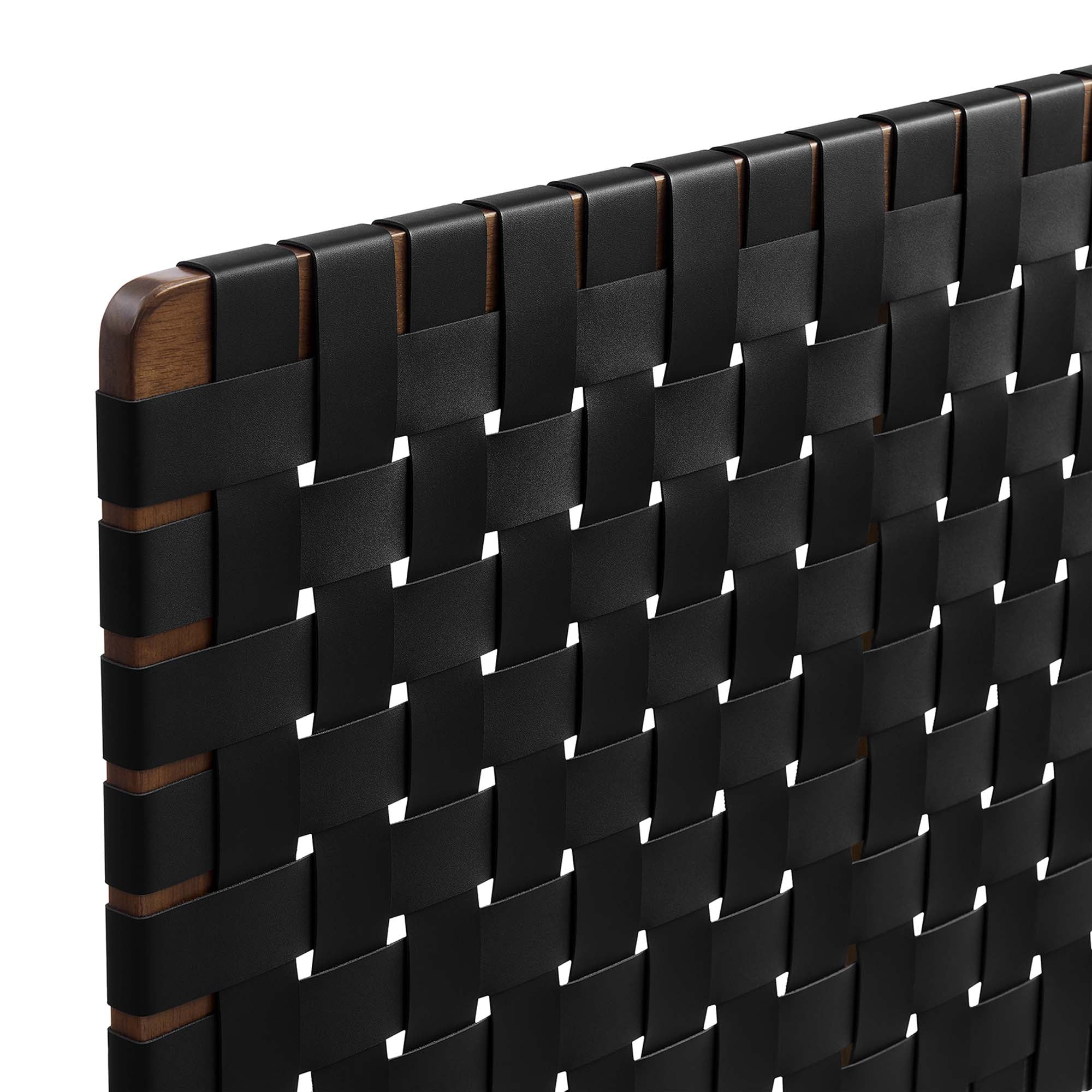 Sparta Weave Vegan Leather Twin Headboard, Walnut Black