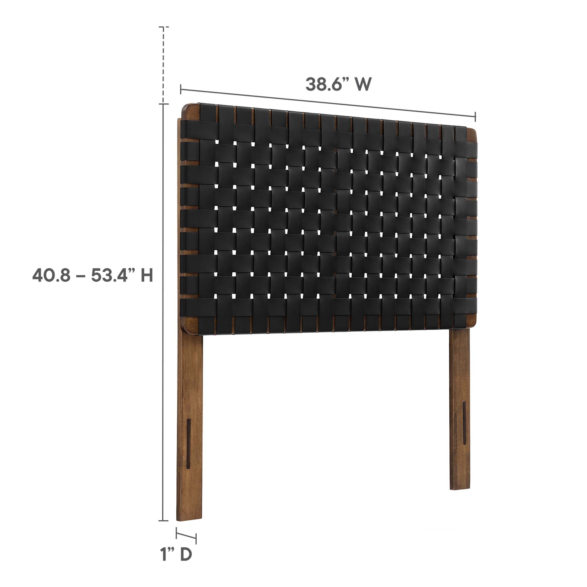 Sparta Weave Vegan Leather Twin Headboard, Walnut Black