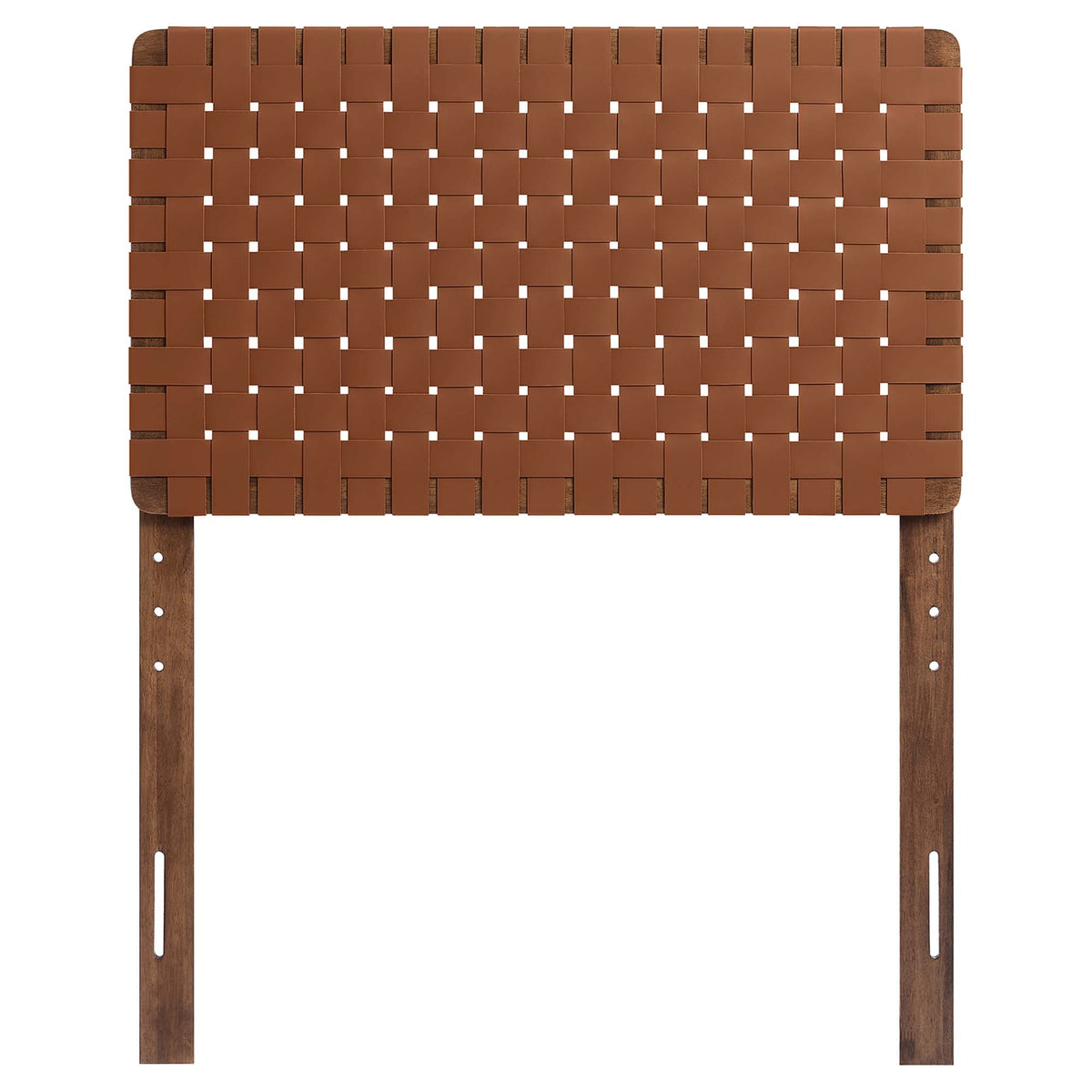 Sparta Weave Vegan Leather Twin Headboard, Walnut Brown