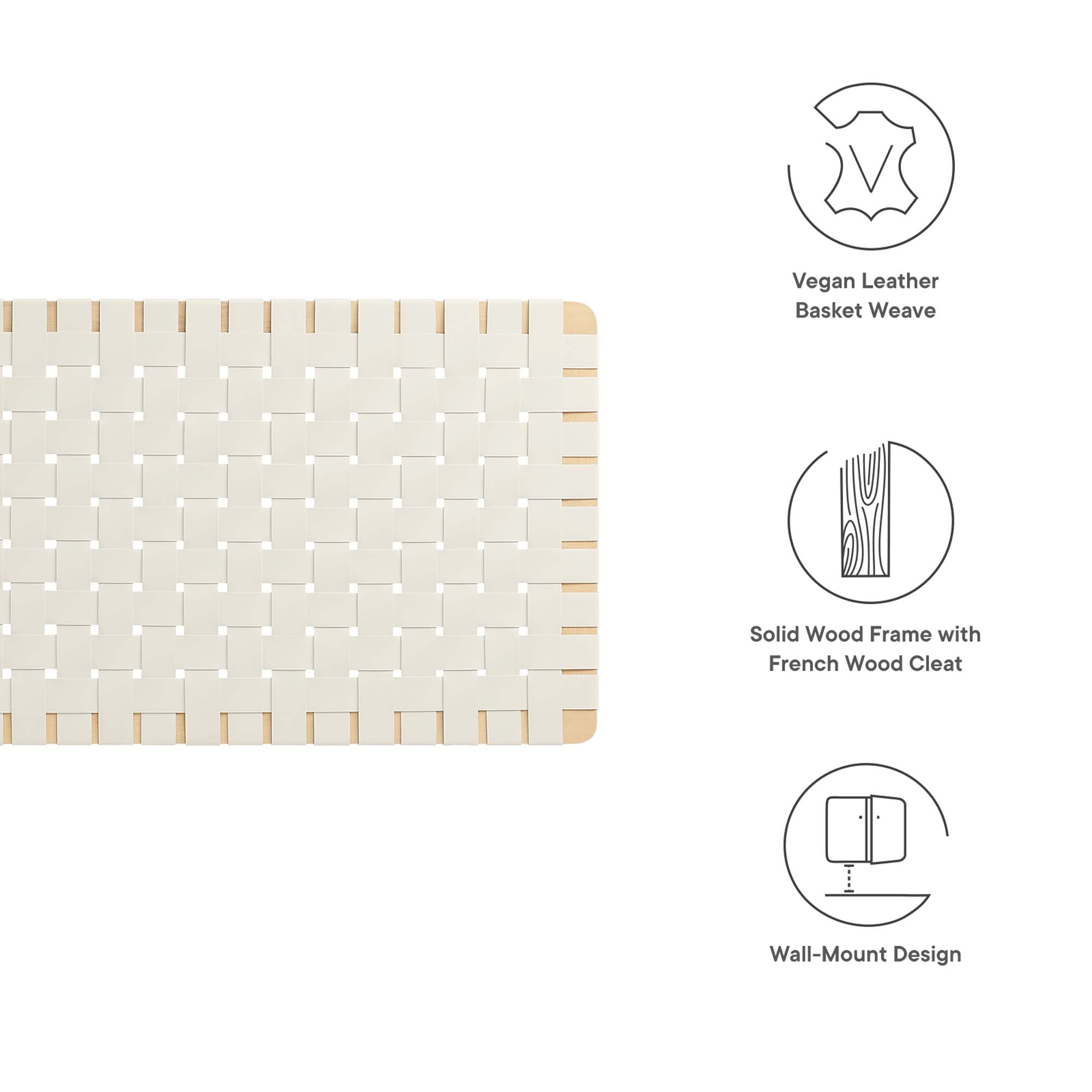Sparta Weave Vegan Leather Full Headboard, Natural Beige