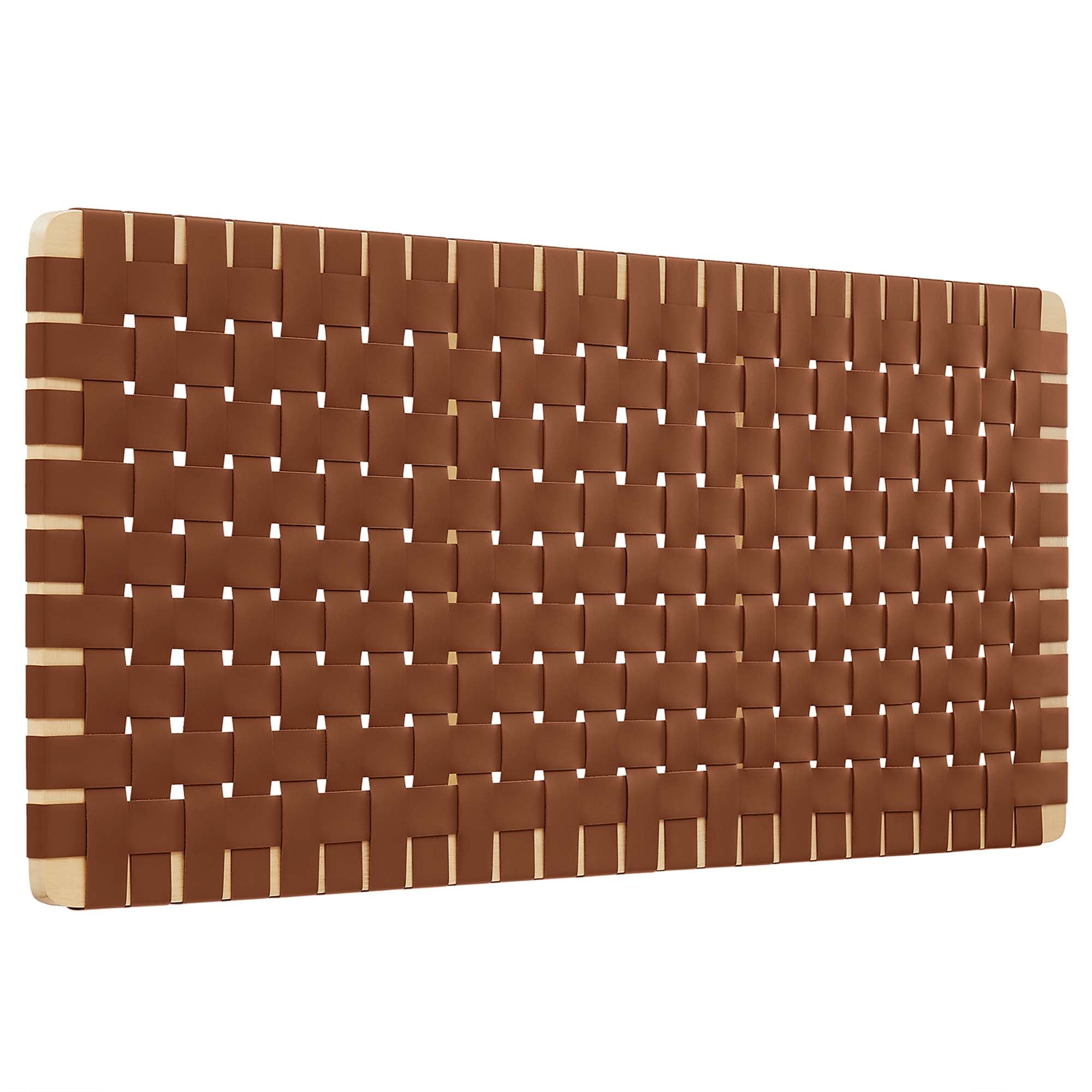 Sparta Weave Vegan Leather Full Headboard, Natural Brown