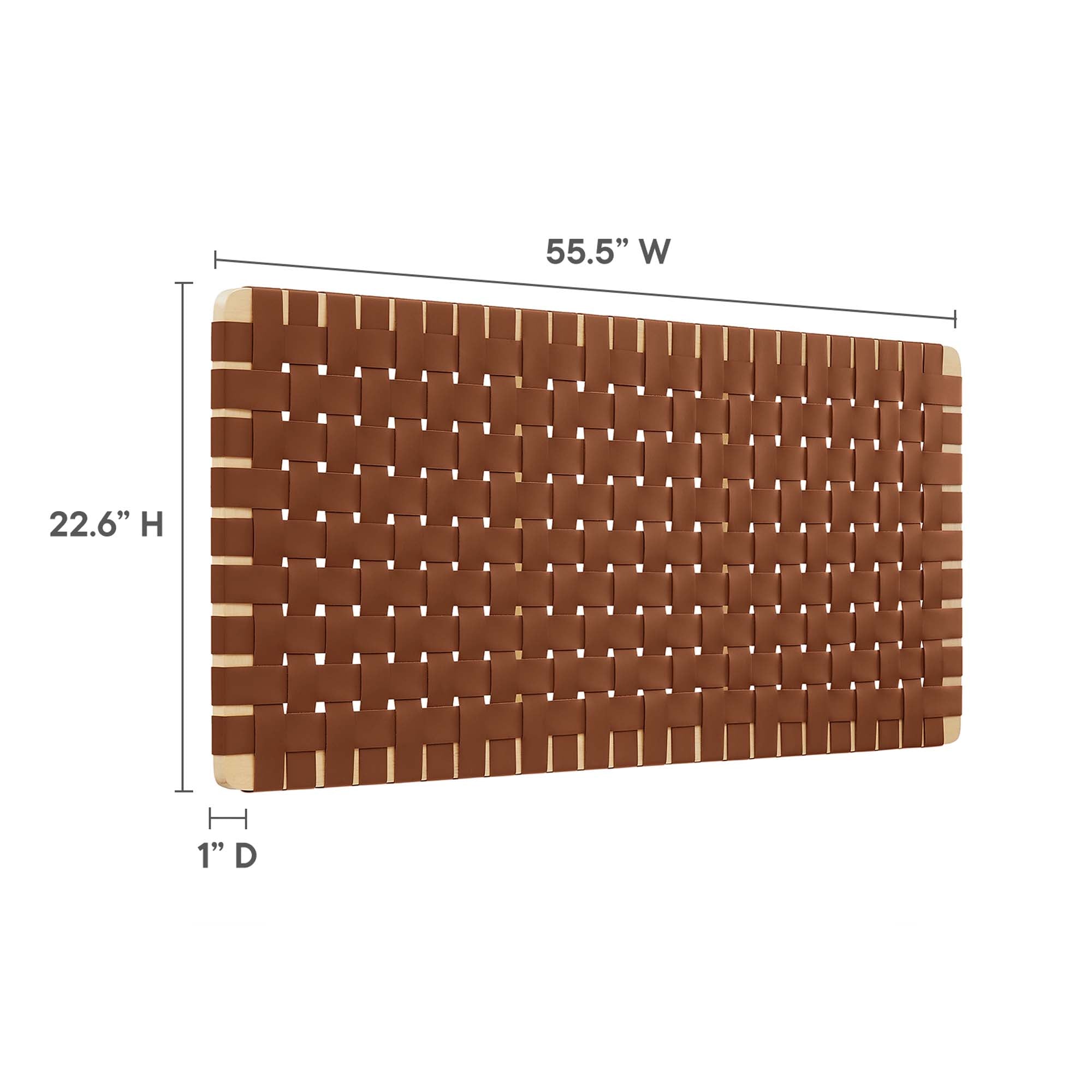 Sparta Weave Vegan Leather Full Headboard, Natural Brown