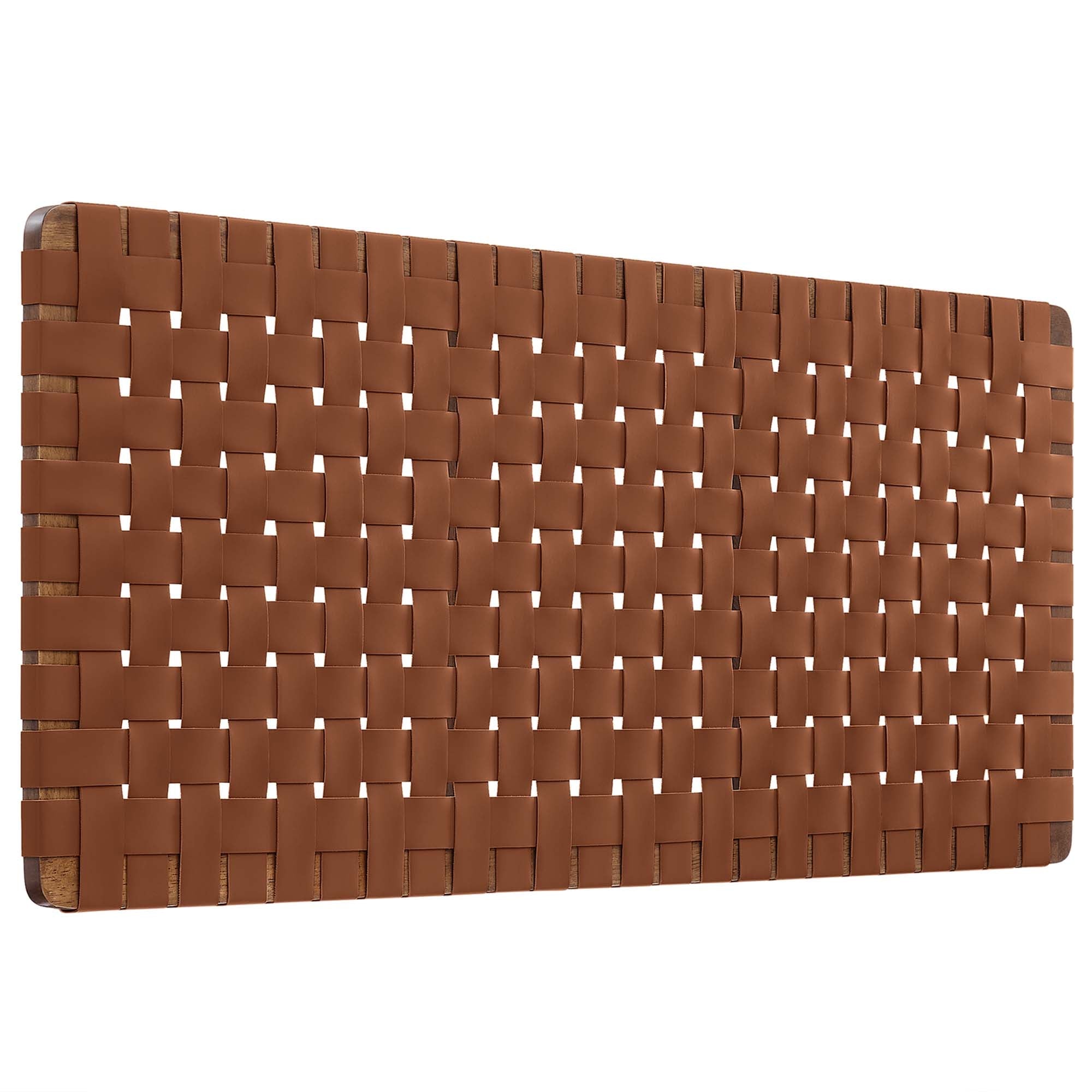 Sparta Weave Vegan Leather Full Headboard, Walnut Brown