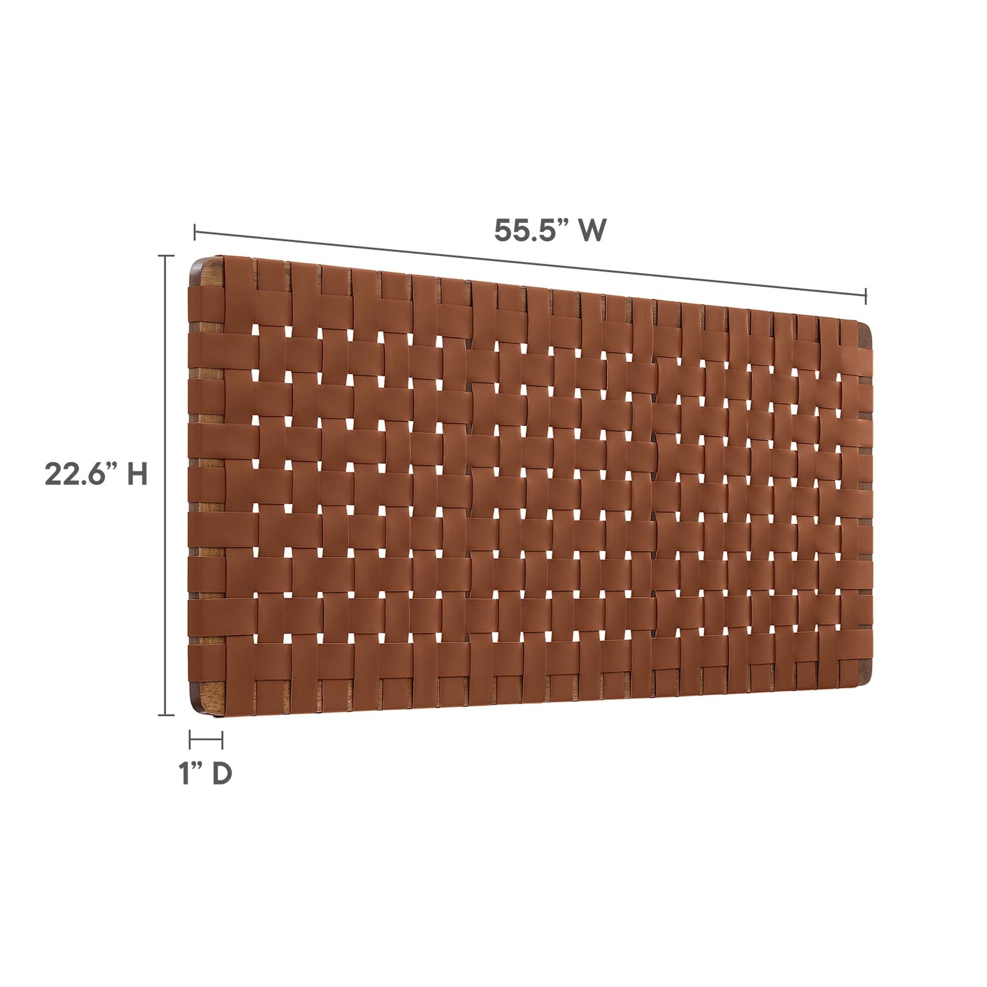 Sparta Weave Vegan Leather Full Headboard, Walnut Brown