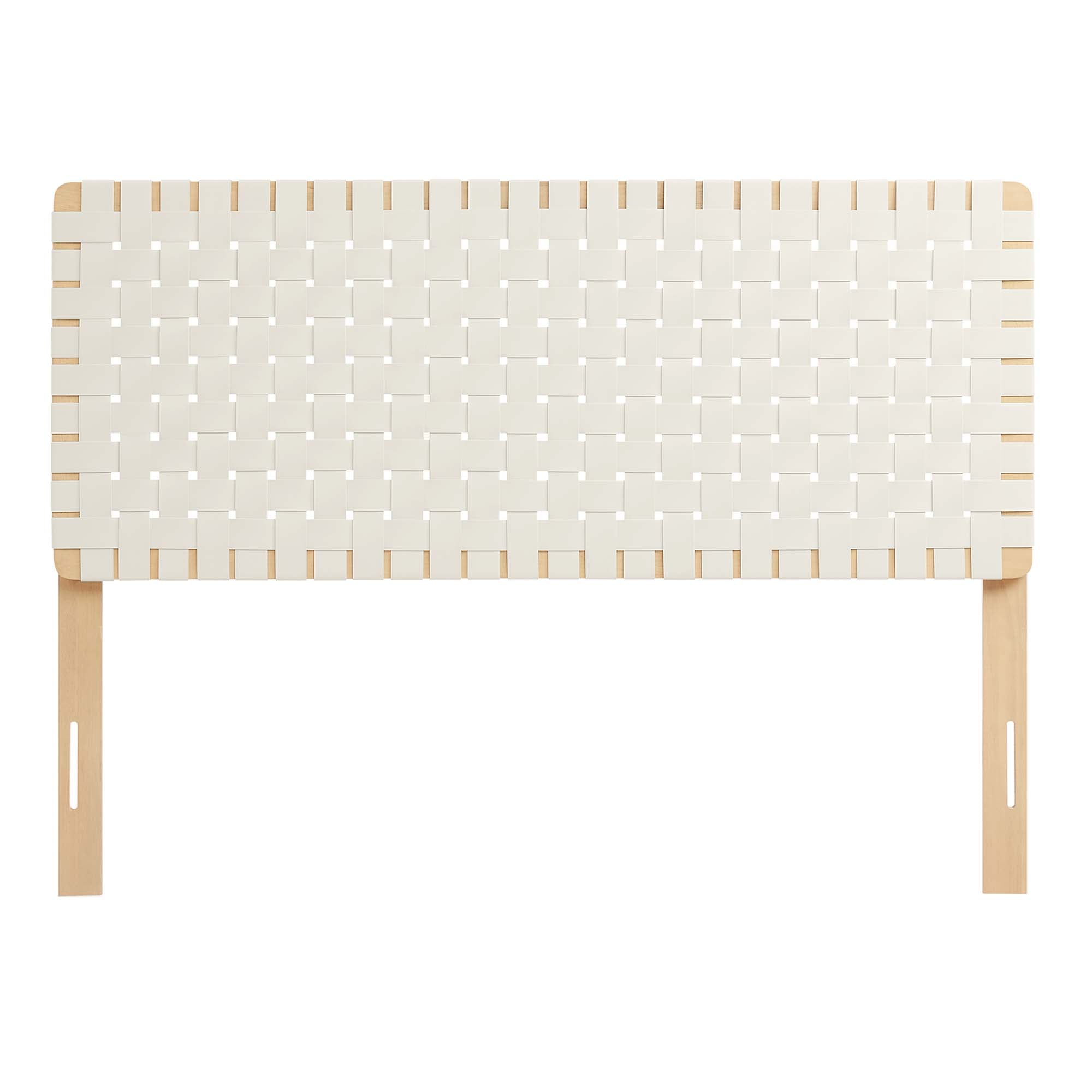 Sparta Weave Vegan Leather Full Headboard, Natural Beige