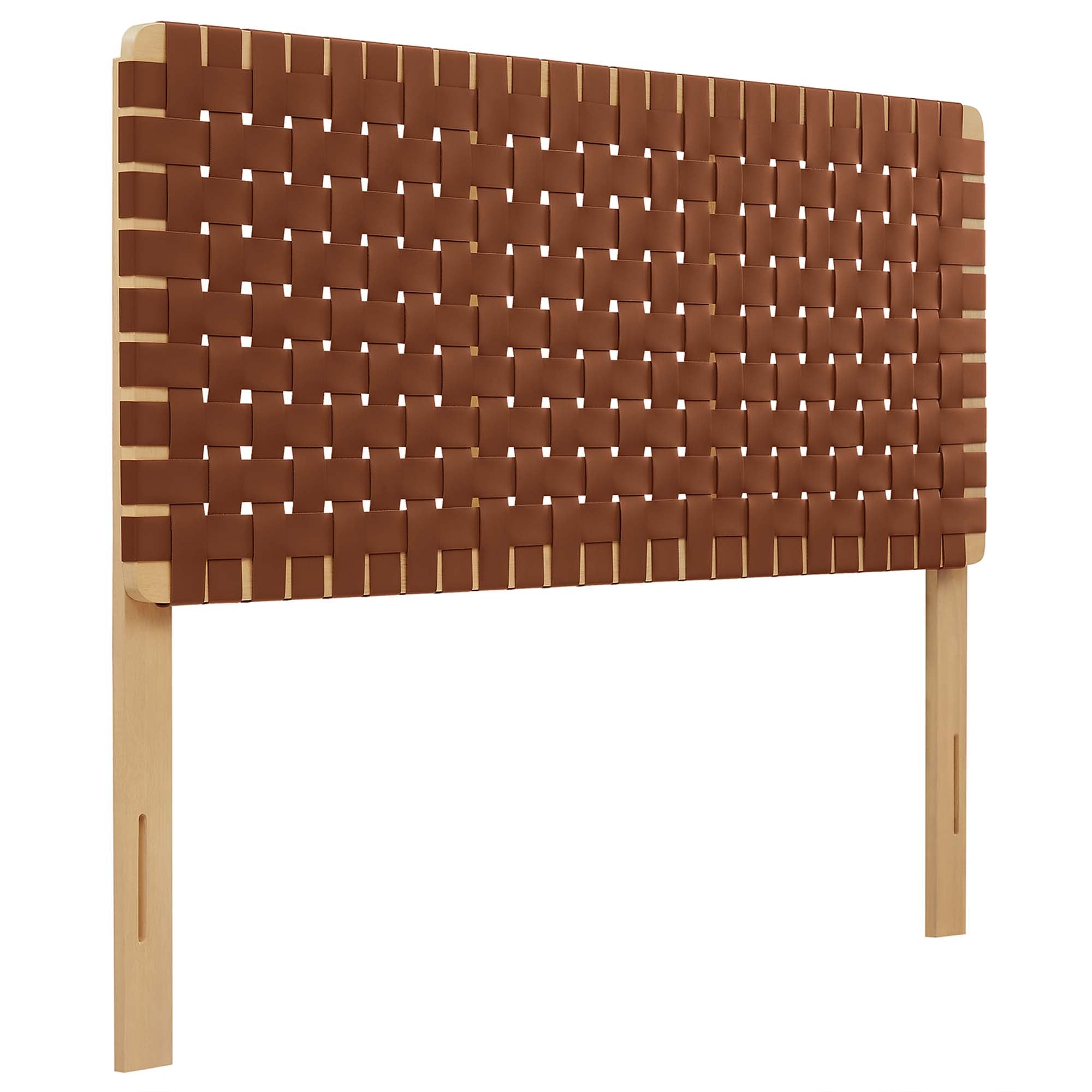 Sparta Weave Vegan Leather Full Headboard, Natural Brown