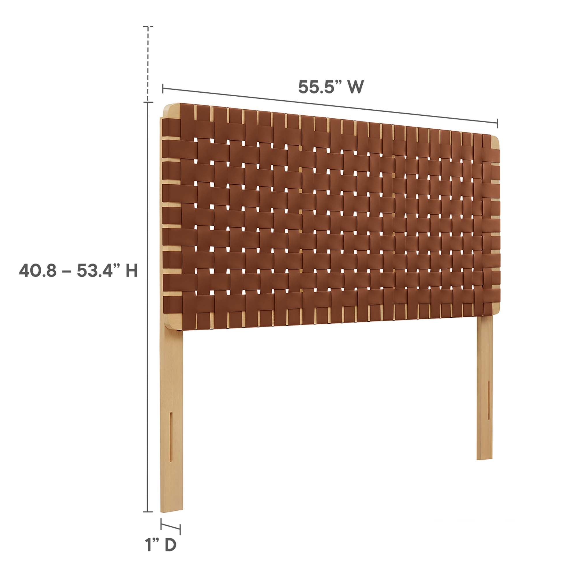 Sparta Weave Vegan Leather Full Headboard, Natural Brown