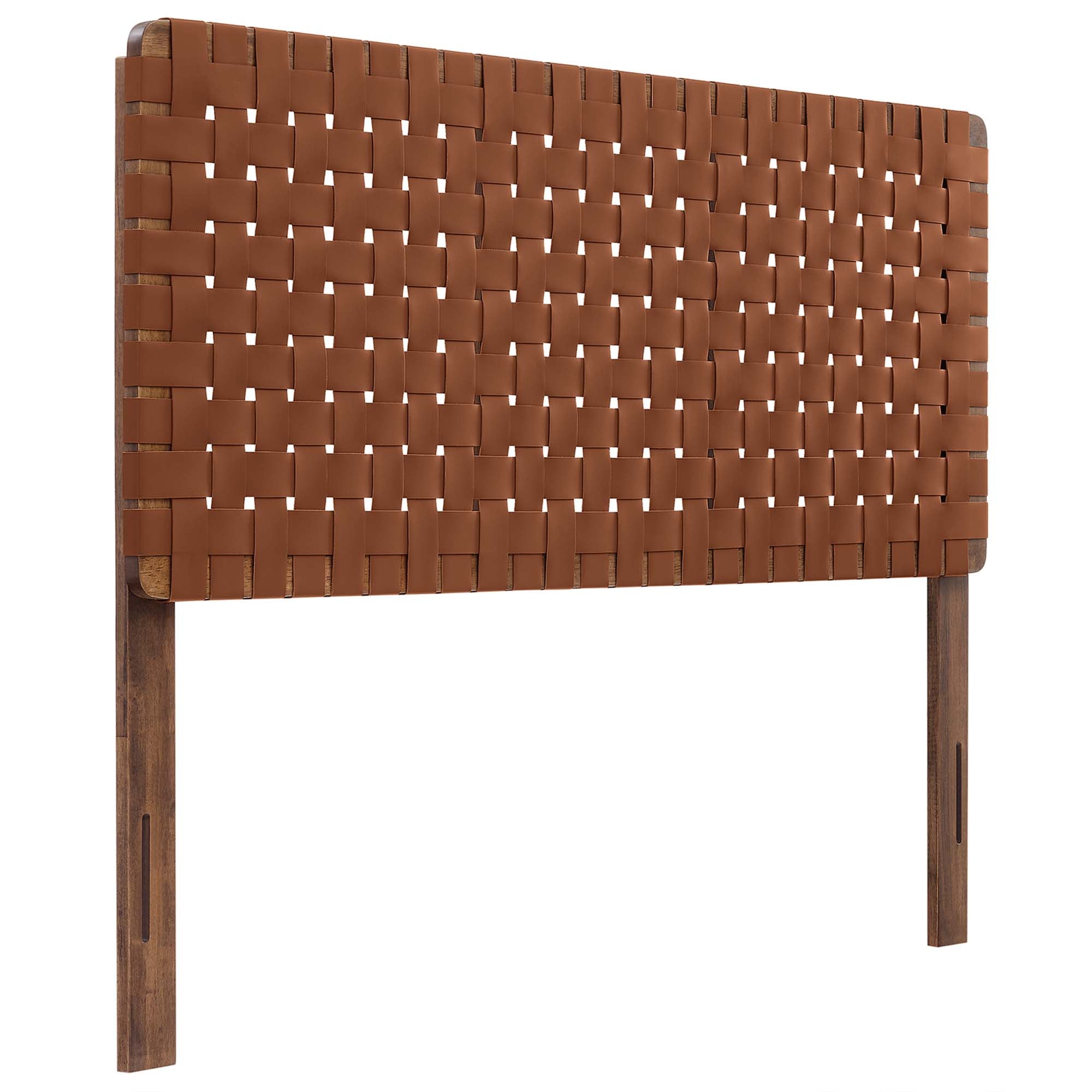 Sparta Weave Vegan Leather Full Headboard, Walnut Brown