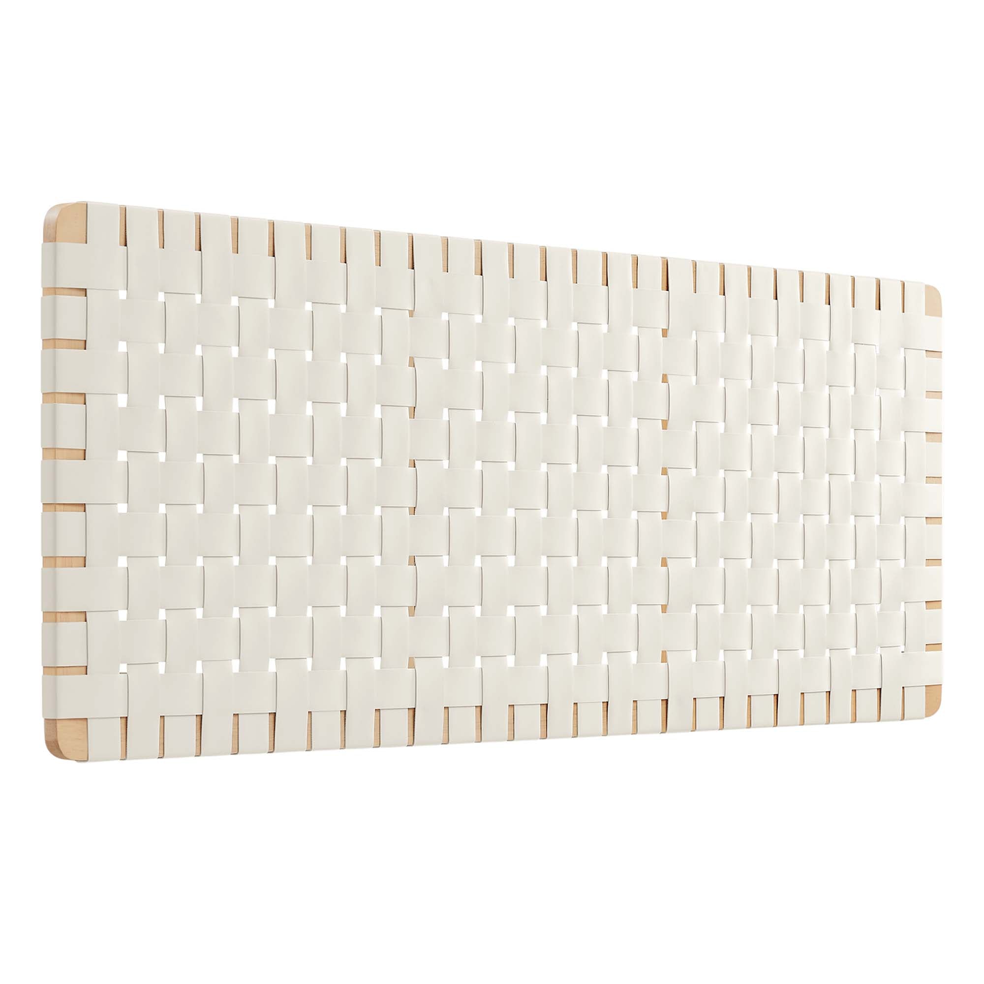 Sparta Weave Wall-Mount Vegan Leather Queen Headboard, Natural Beige