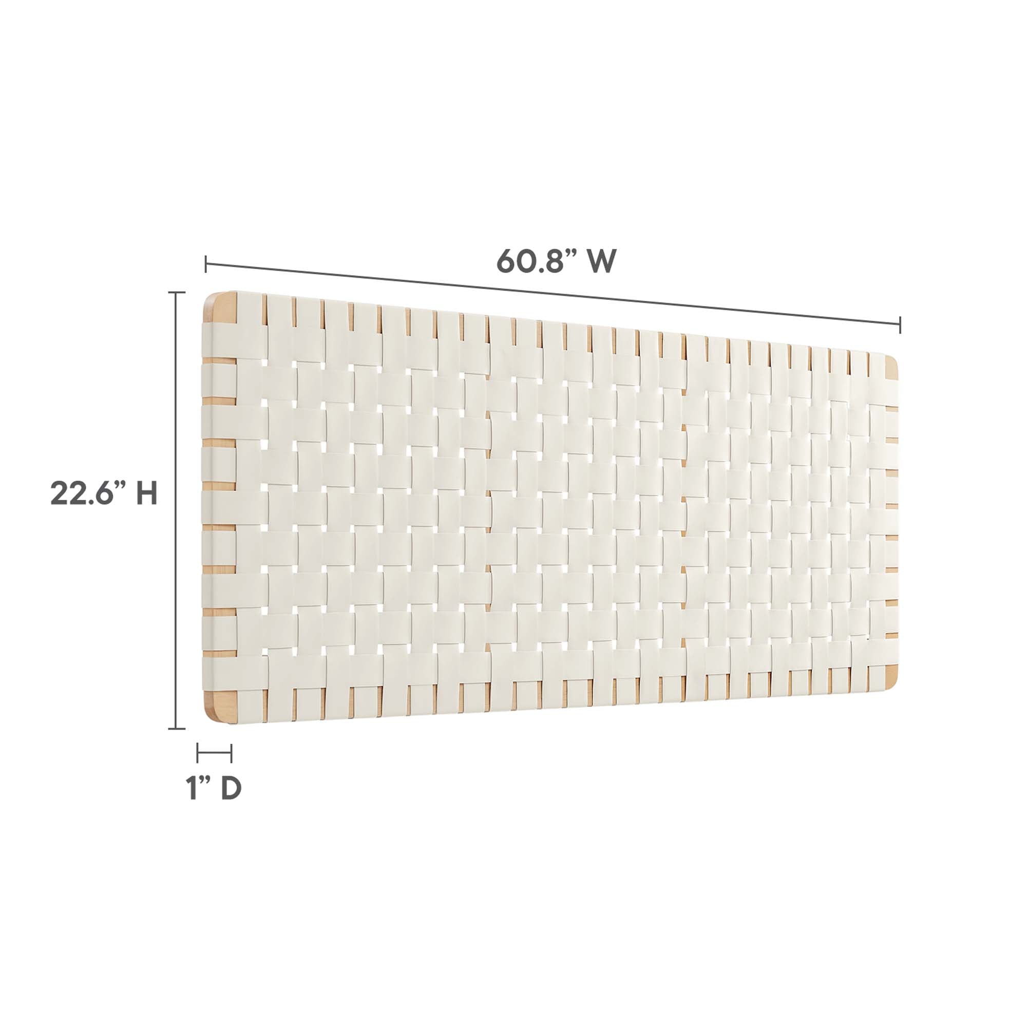 Sparta Weave Wall-Mount Vegan Leather Queen Headboard, Natural Beige