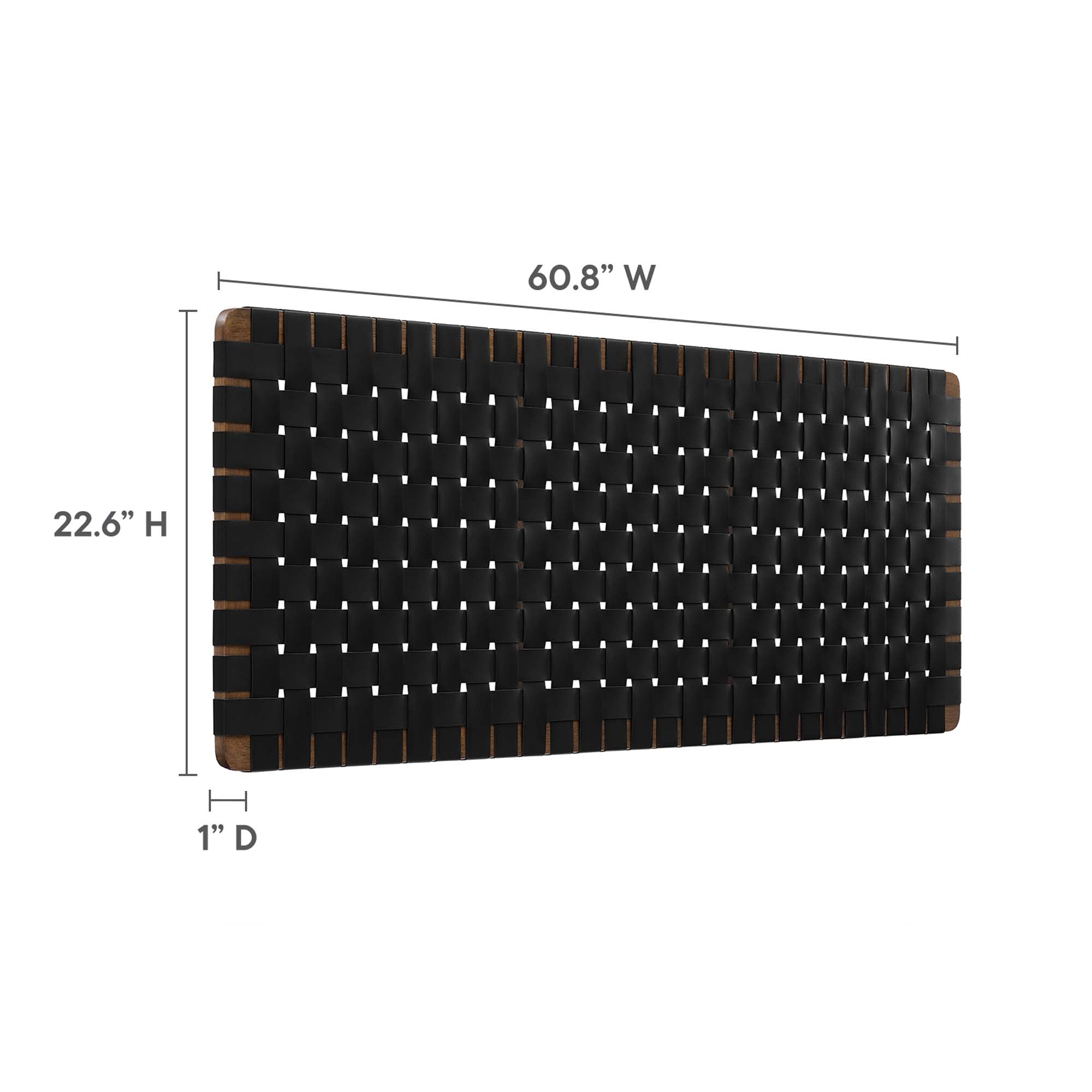 Sparta Weave Wall-Mount Vegan Leather Queen Headboard, Walnut Black