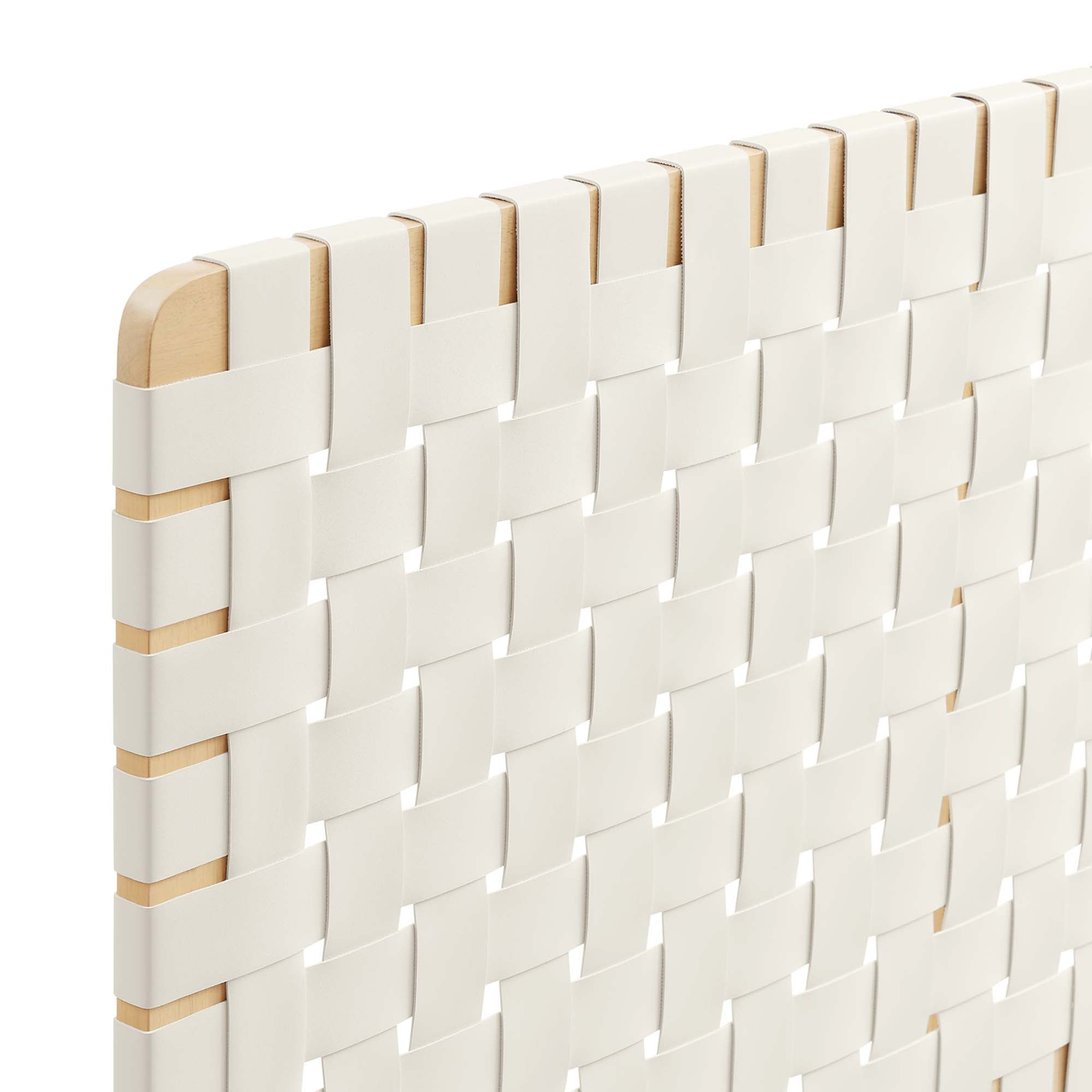 Sparta Weave Vegan Leather Queen Headboard, Natural Beige