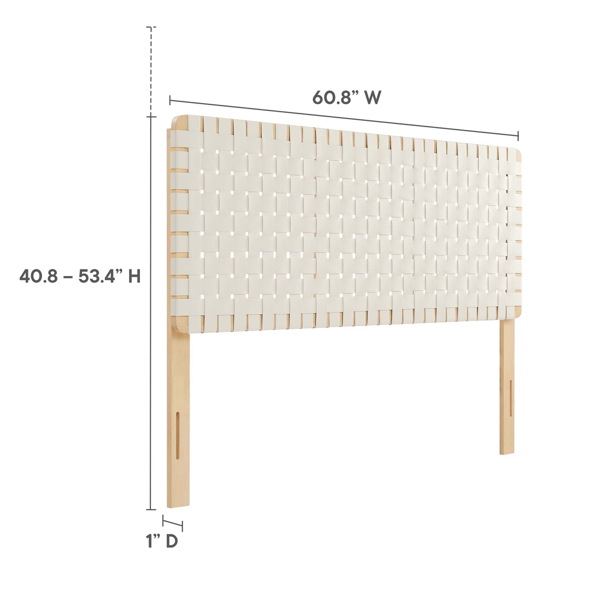 Sparta Weave Vegan Leather Queen Headboard, Natural Beige