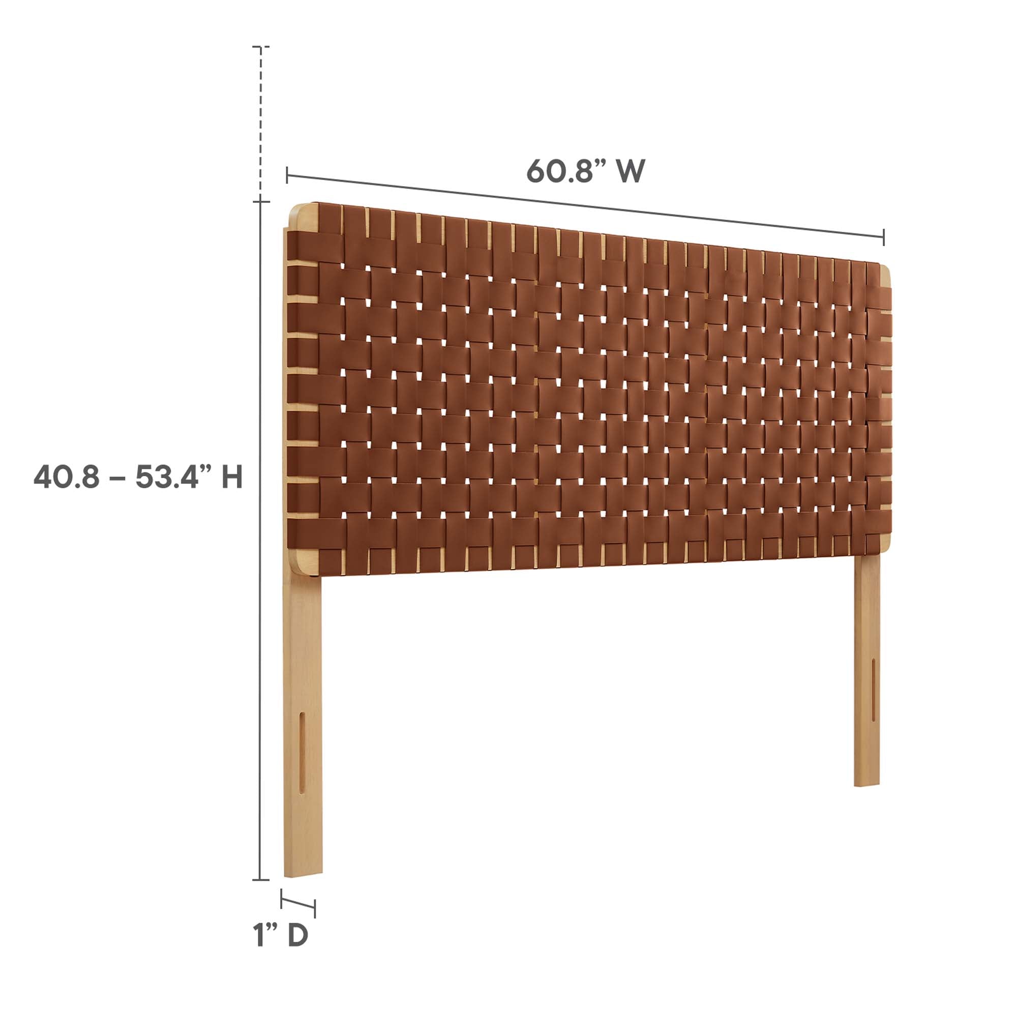 Sparta Weave Vegan Leather Queen Headboard, Natural Brown