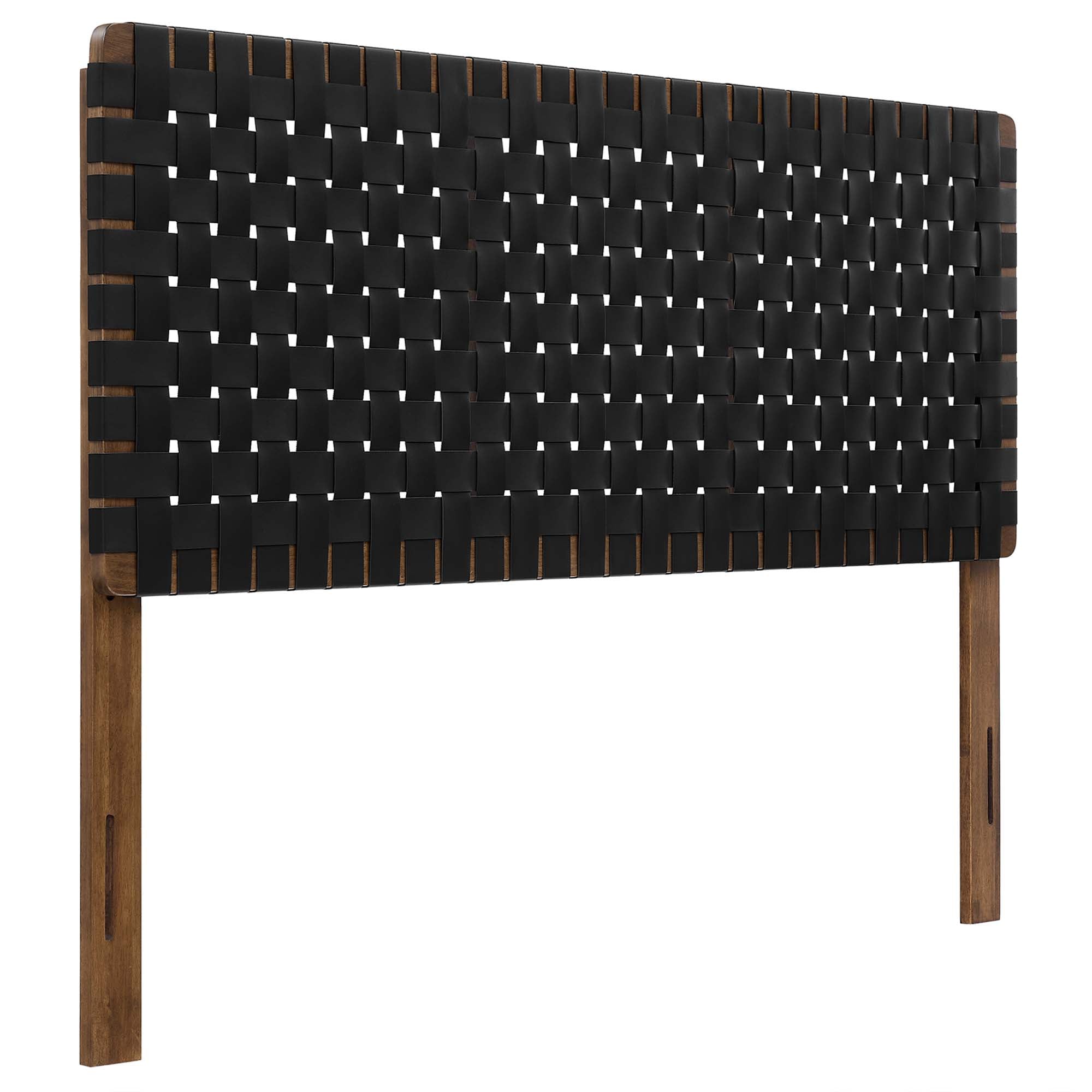 Sparta Weave Vegan Leather Queen Headboard, Walnut Black