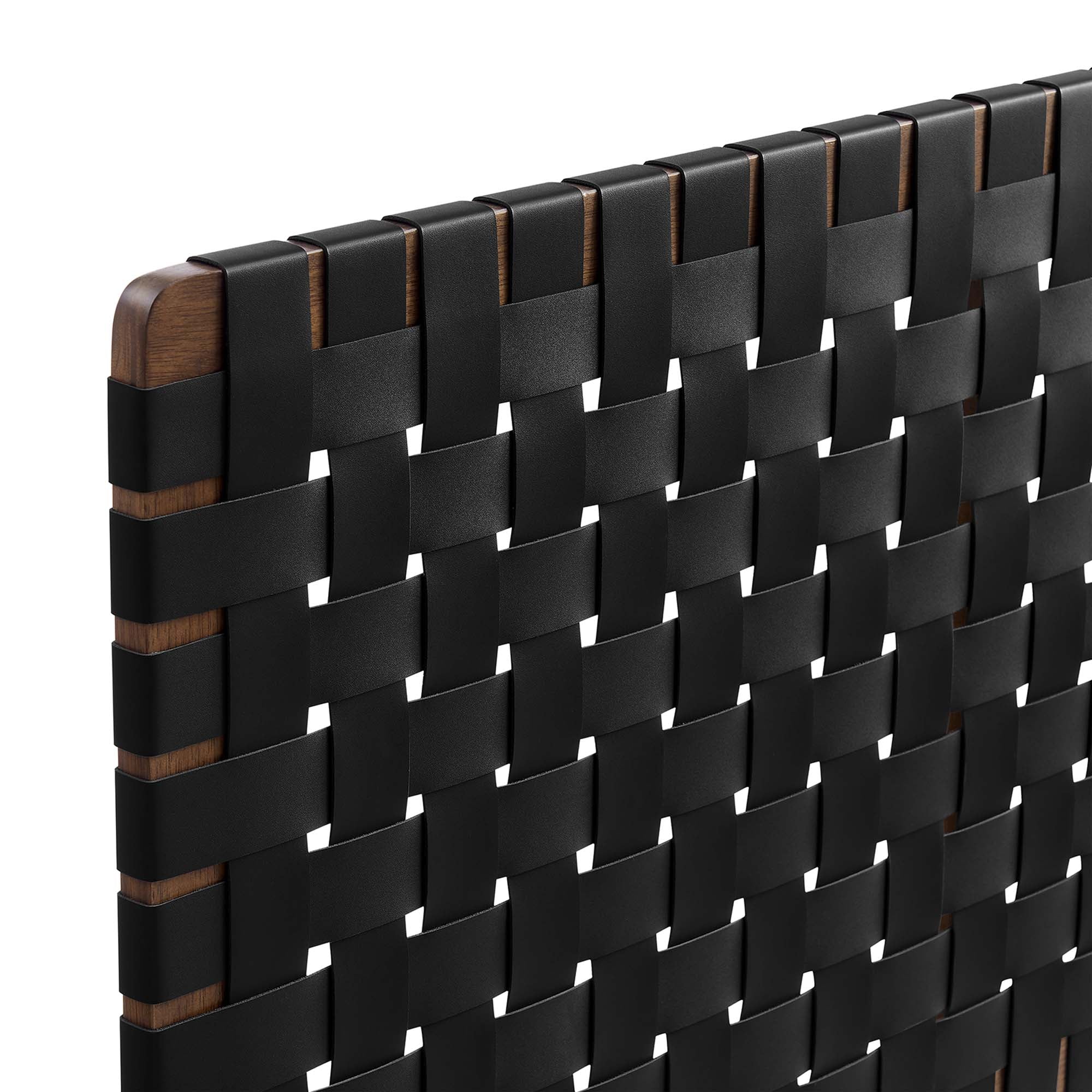 Sparta Weave Vegan Leather Queen Headboard, Walnut Black