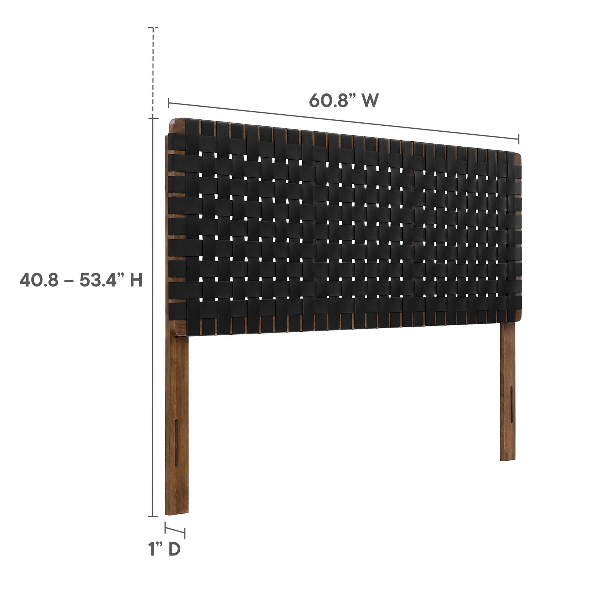 Sparta Weave Vegan Leather Queen Headboard, Walnut Black