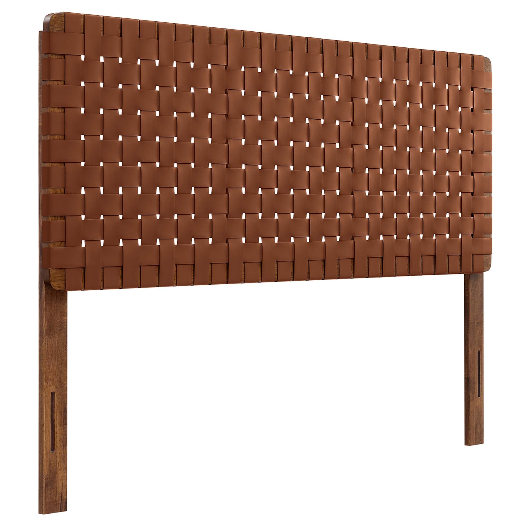 Sparta Weave Vegan Leather Queen Headboard, Walnut Brown
