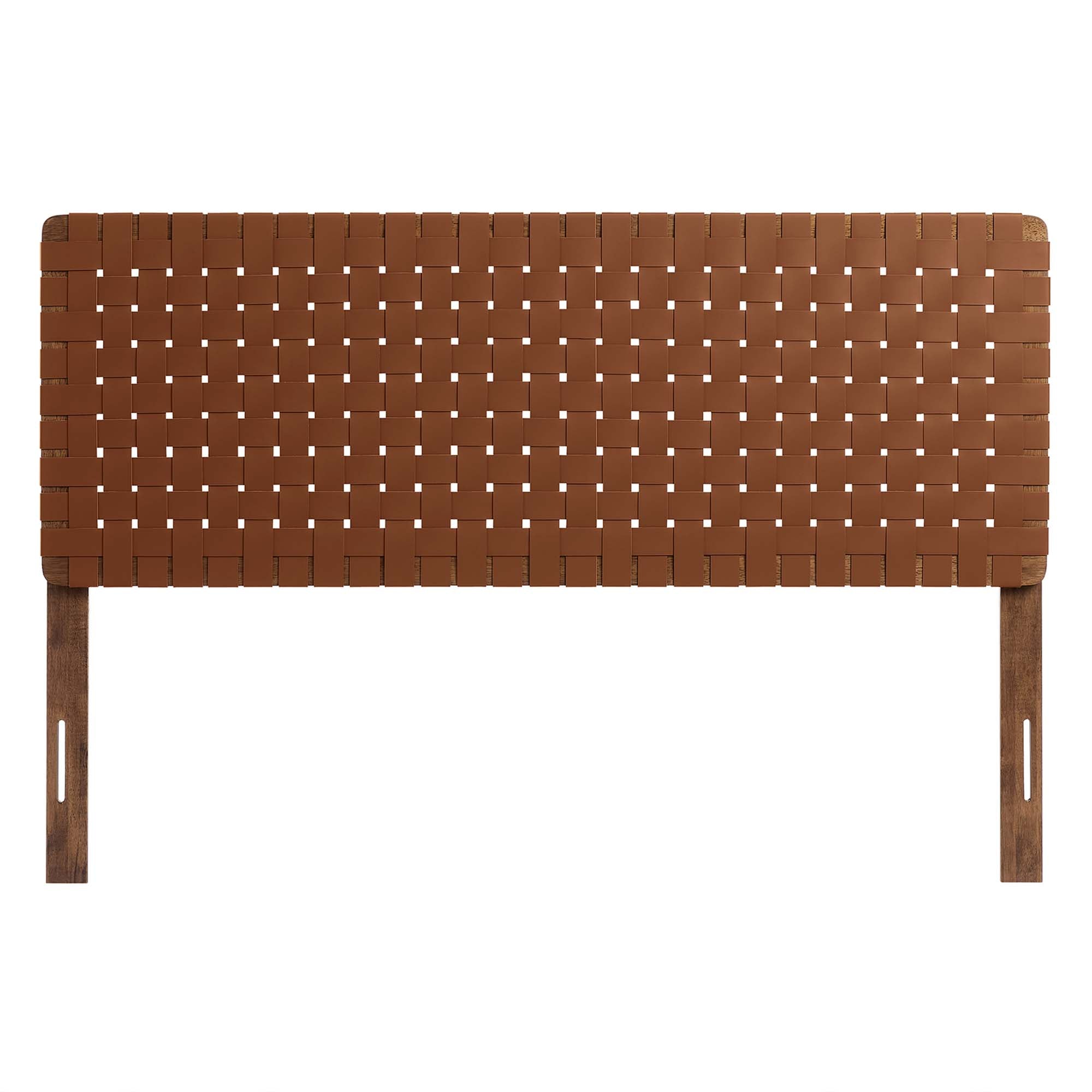 Sparta Weave Vegan Leather Queen Headboard, Walnut Brown