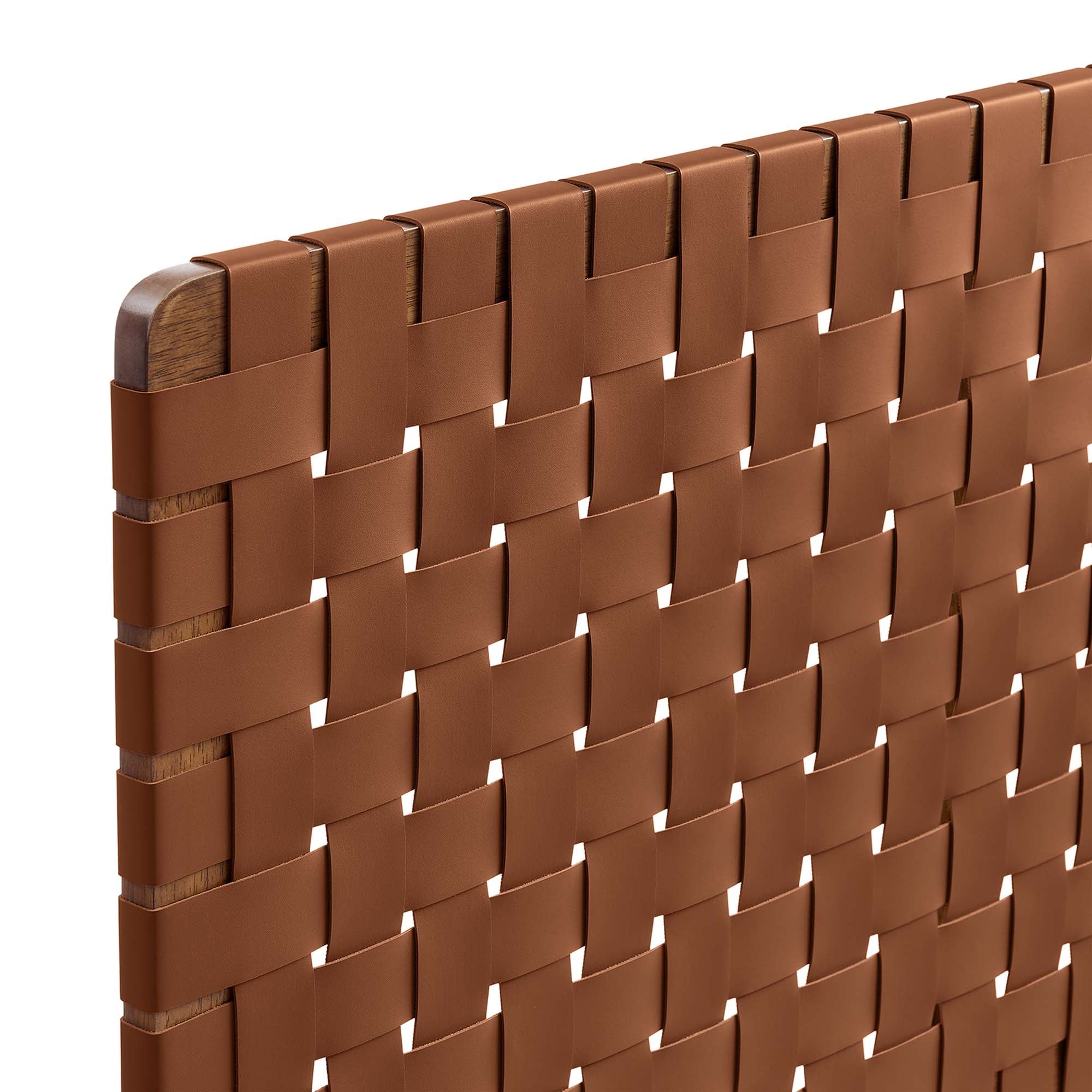 Sparta Weave Vegan Leather Queen Headboard, Walnut Brown