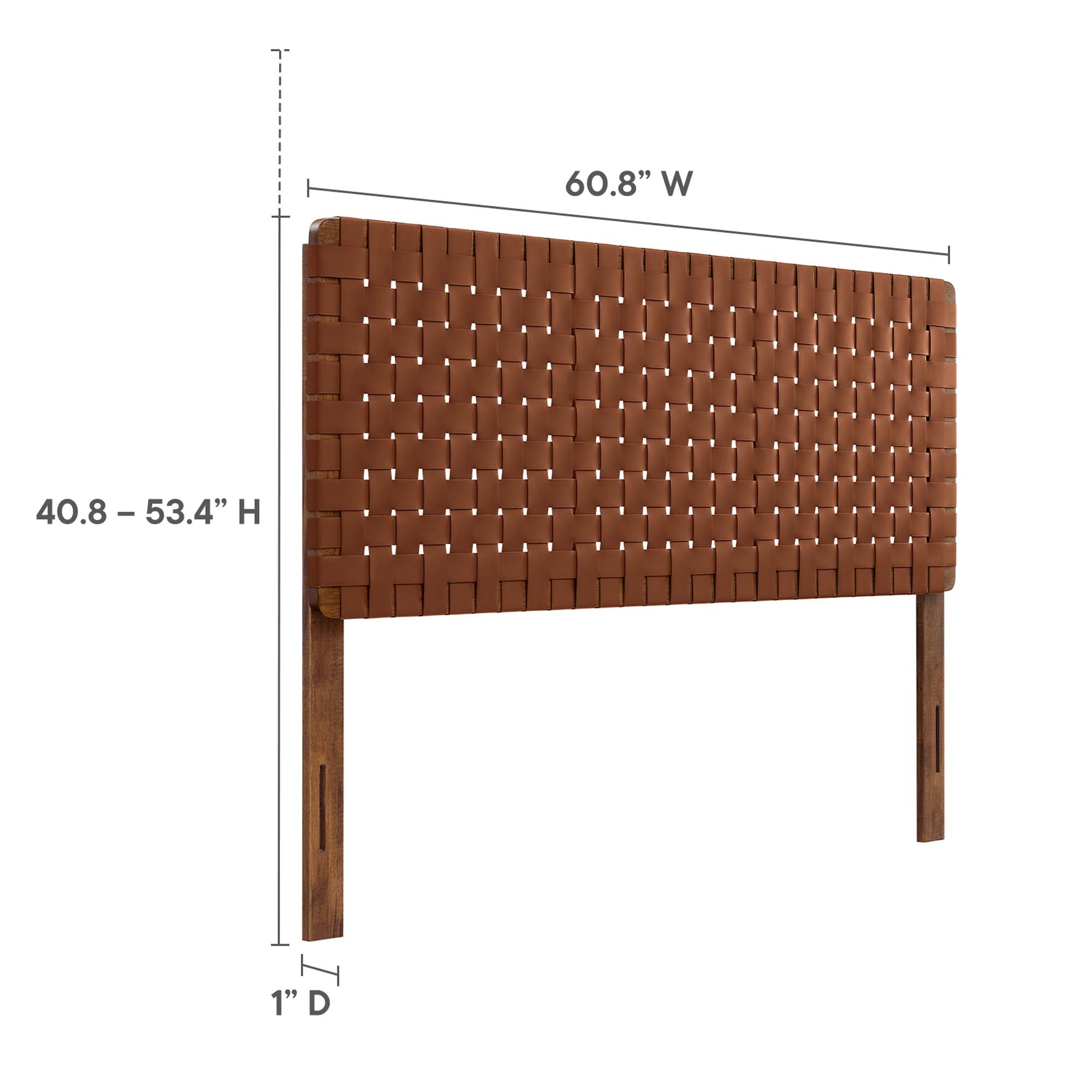 Sparta Weave Vegan Leather Queen Headboard, Walnut Brown