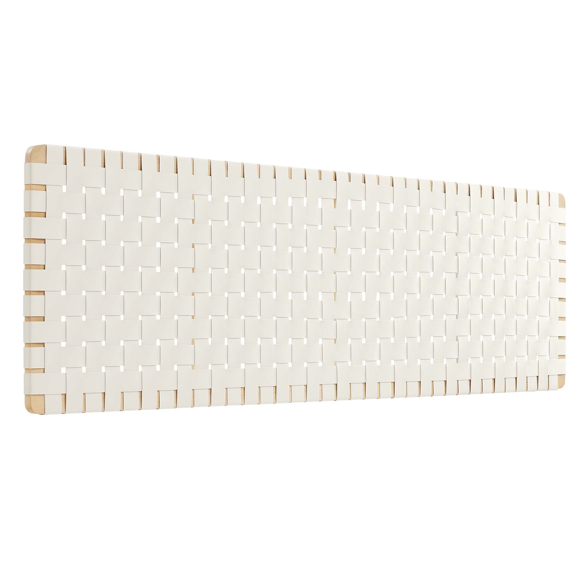 Sparta Weave Wall-Mount Vegan Leather King Headboard, Natural Beige