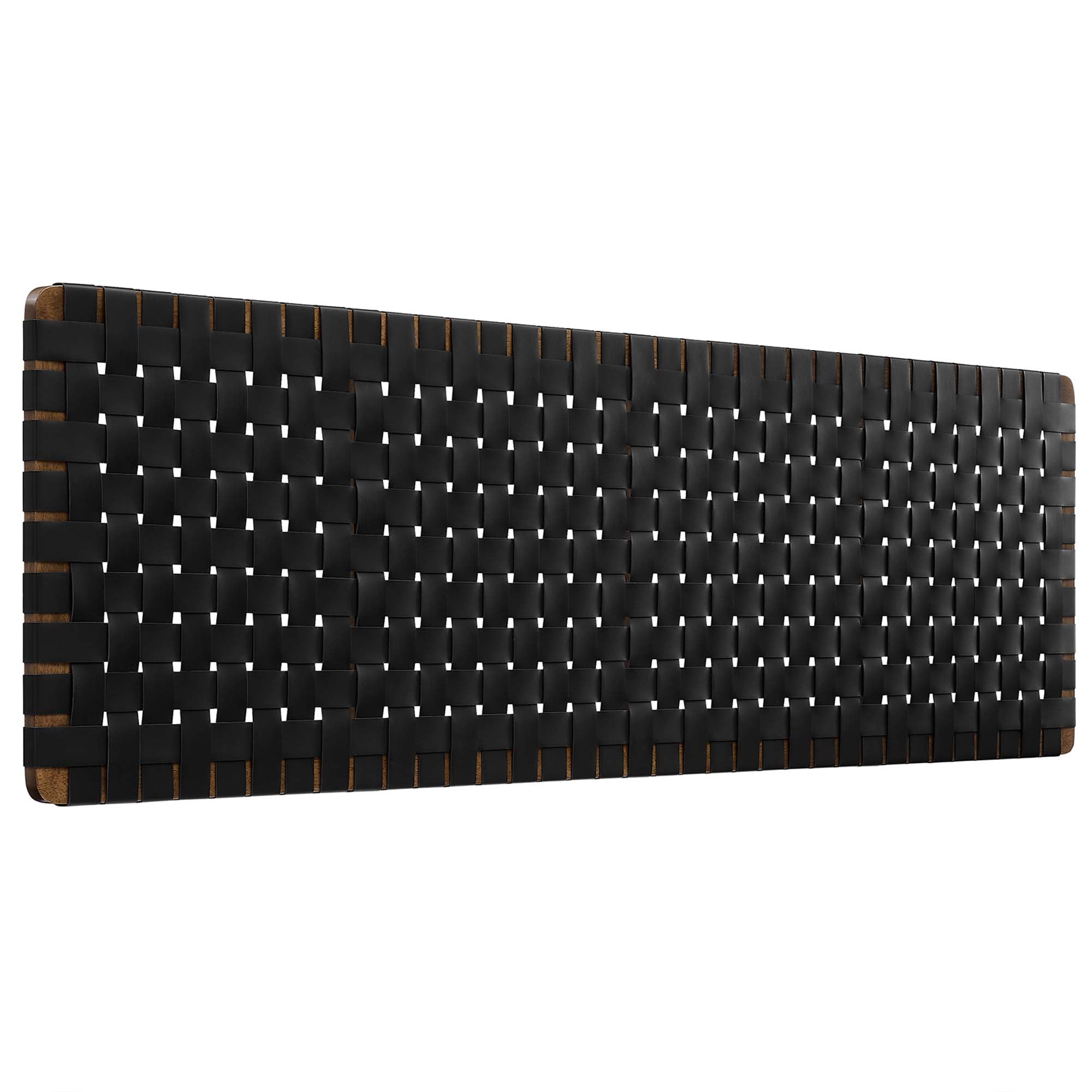 Sparta Weave Wall-Mount Vegan Leather King Headboard, Walnut Black