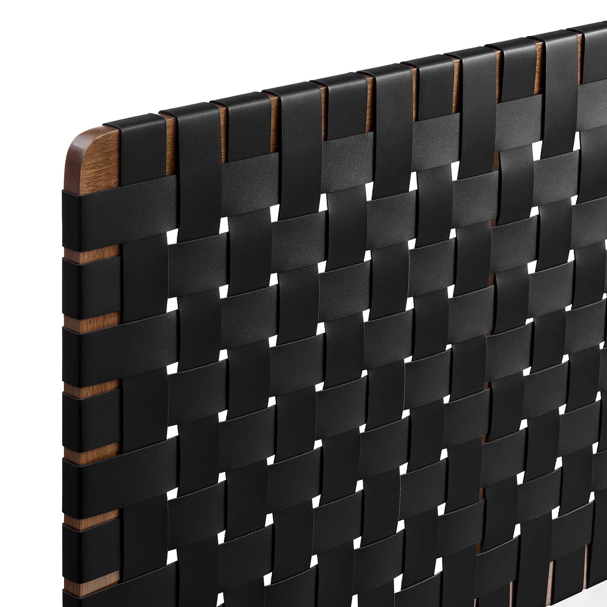 Sparta Weave Wall-Mount Vegan Leather King Headboard, Walnut Black