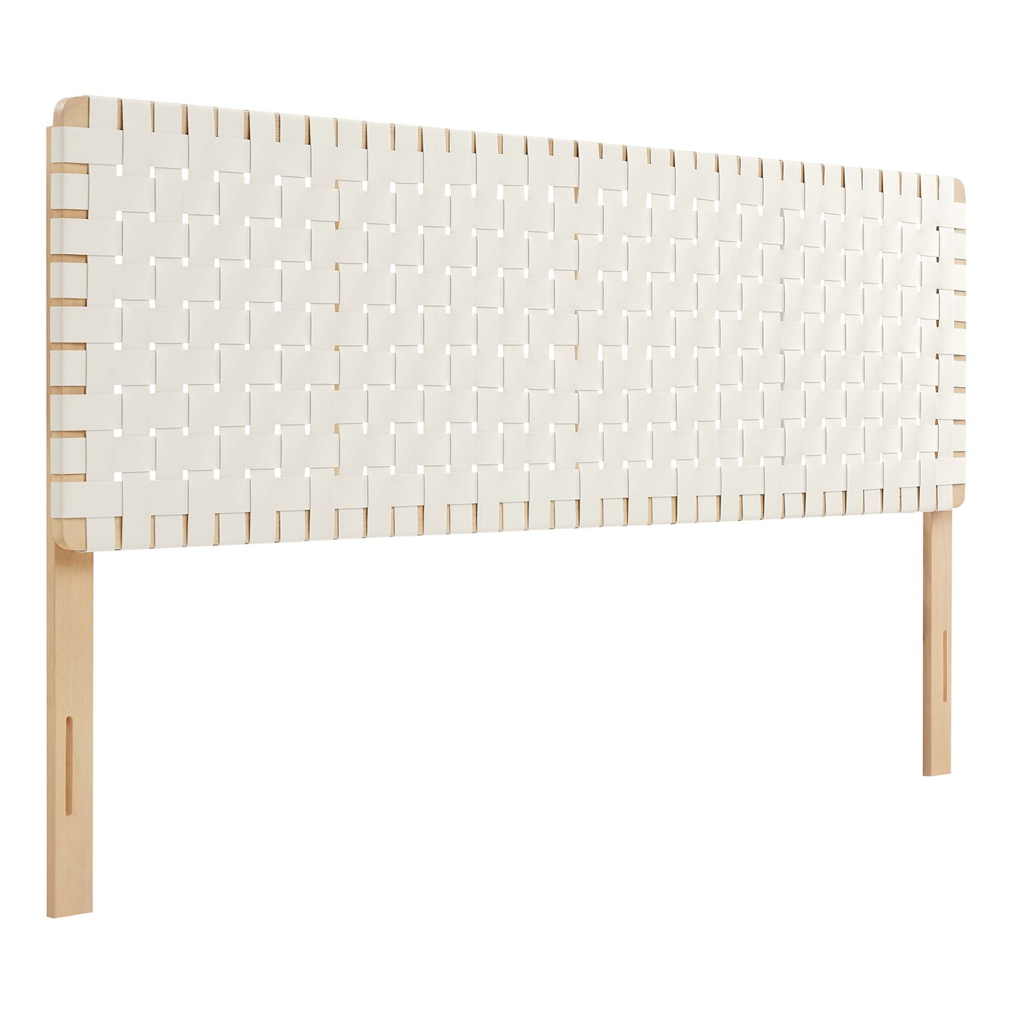 Sparta Weave Vegan Leather King Headboard, Natural Beige