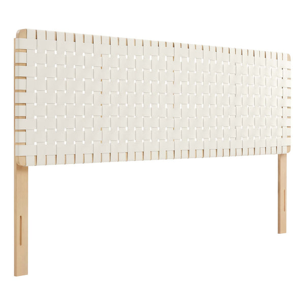 Sparta Weave Vegan Leather King Headboard, Natural Beige