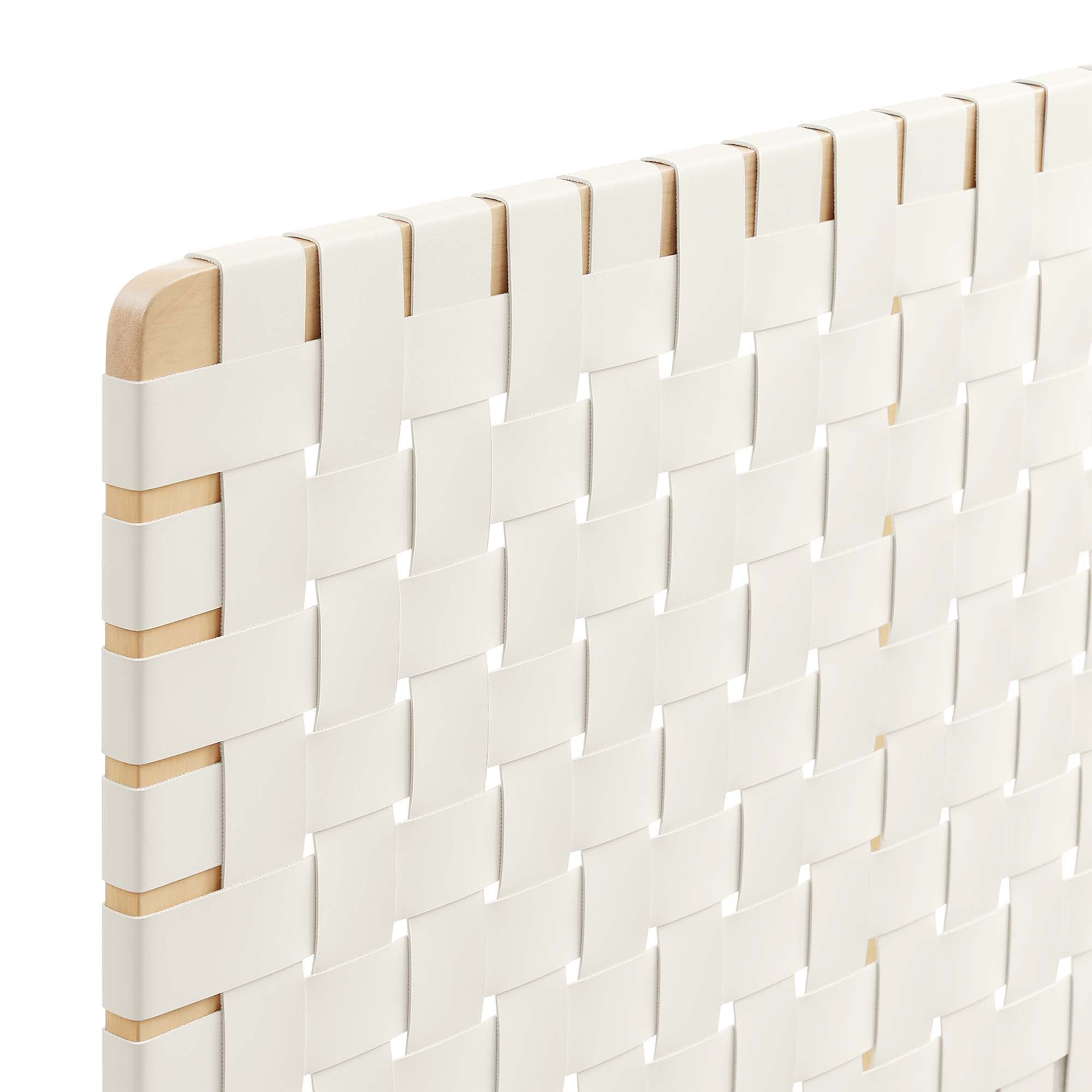 Sparta Weave Vegan Leather King Headboard, Natural Beige