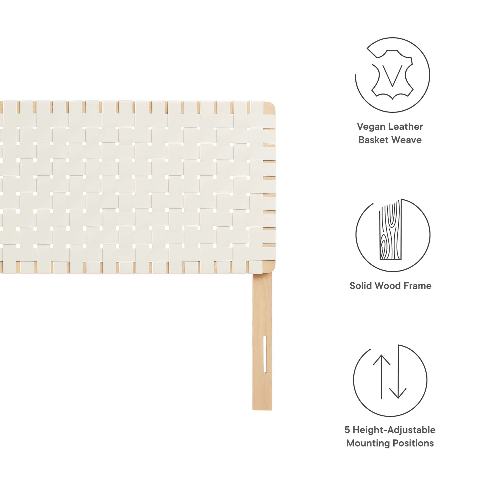 Sparta Weave Vegan Leather King Headboard, Natural Beige