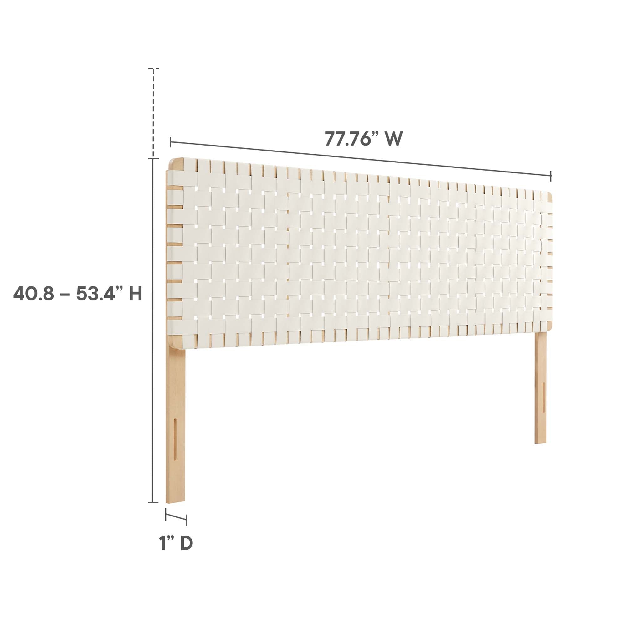 Sparta Weave Vegan Leather King Headboard, Natural Beige