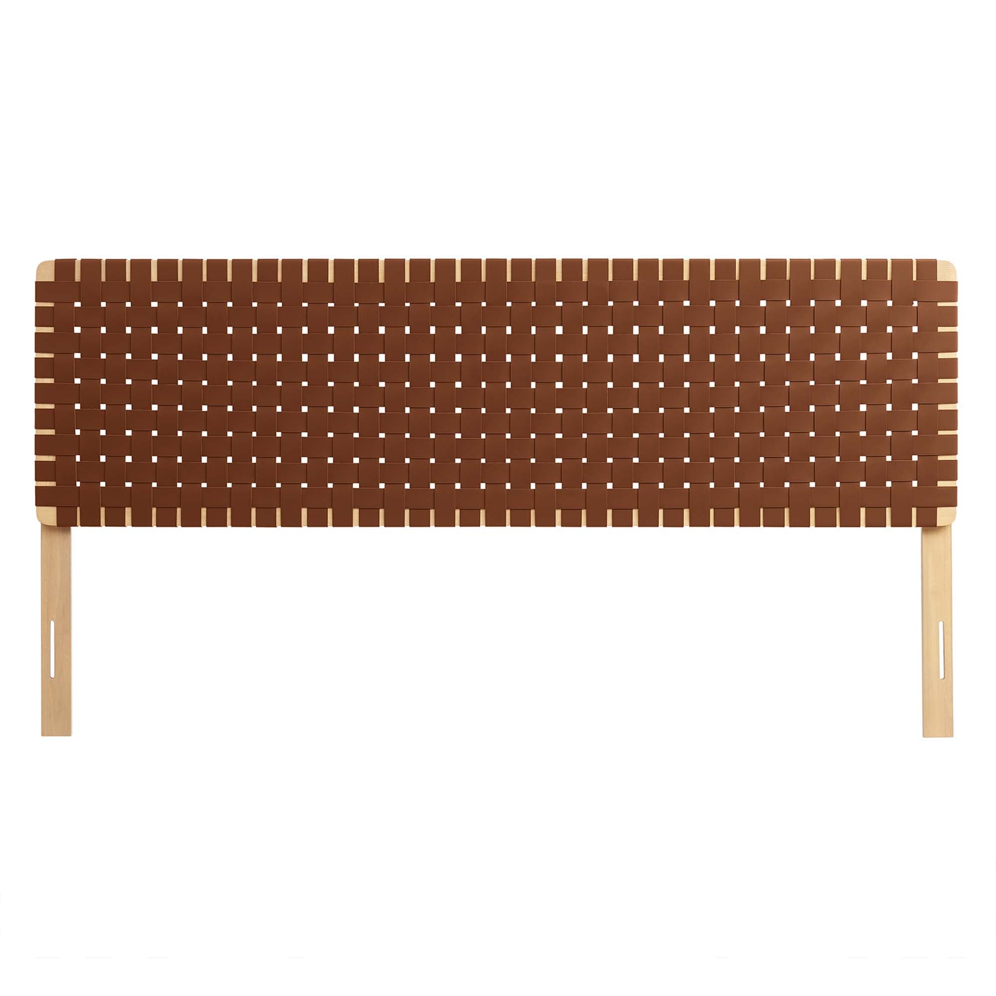 Sparta Weave Vegan Leather King Headboard, Natural Brown