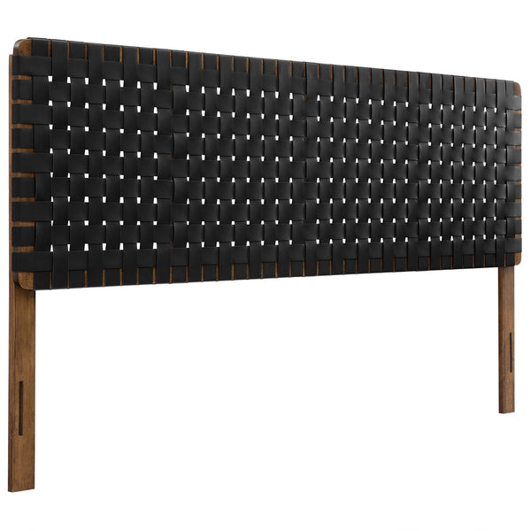 Sparta Weave Vegan Leather King Headboard, Walnut Black