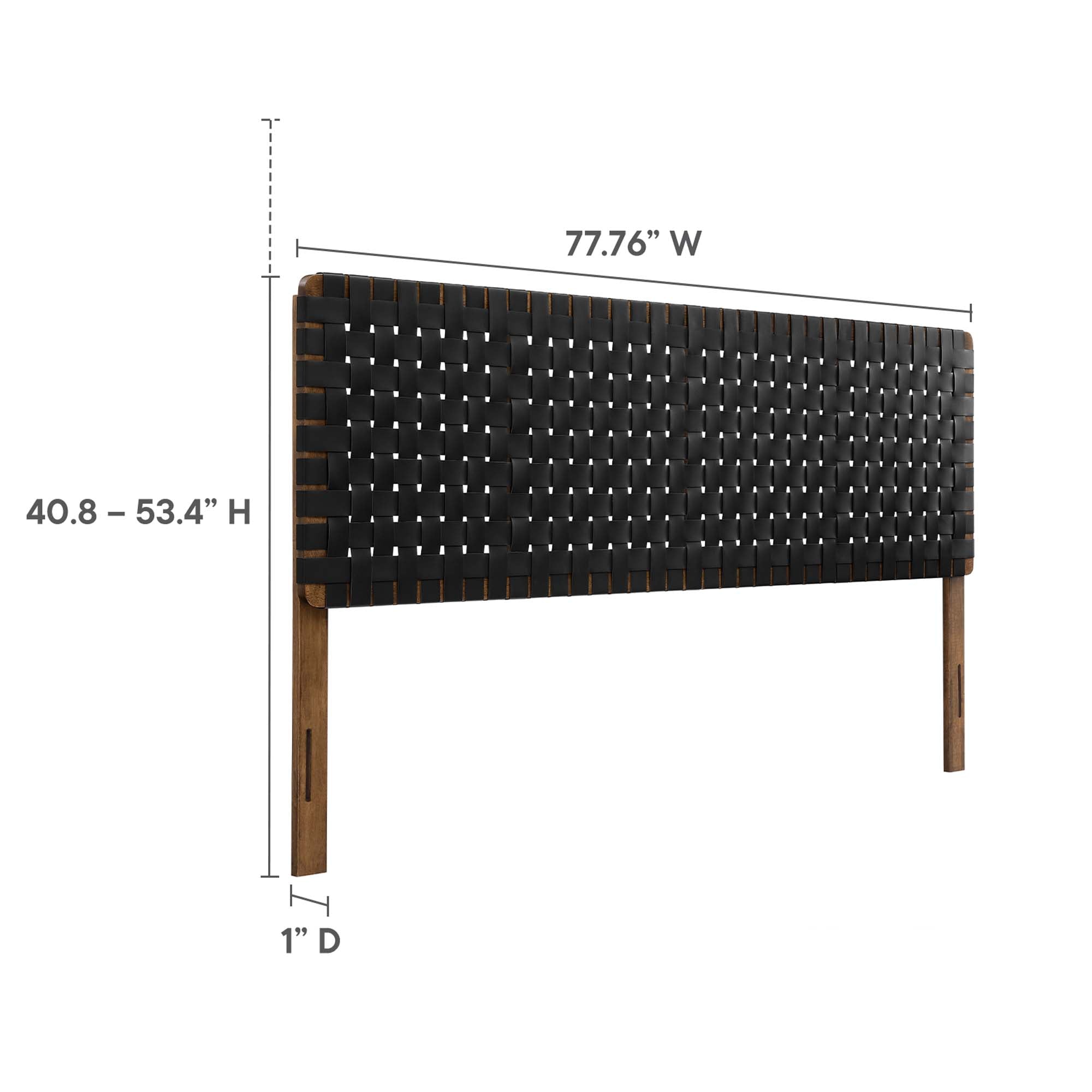 Sparta Weave Vegan Leather King Headboard, Walnut Black