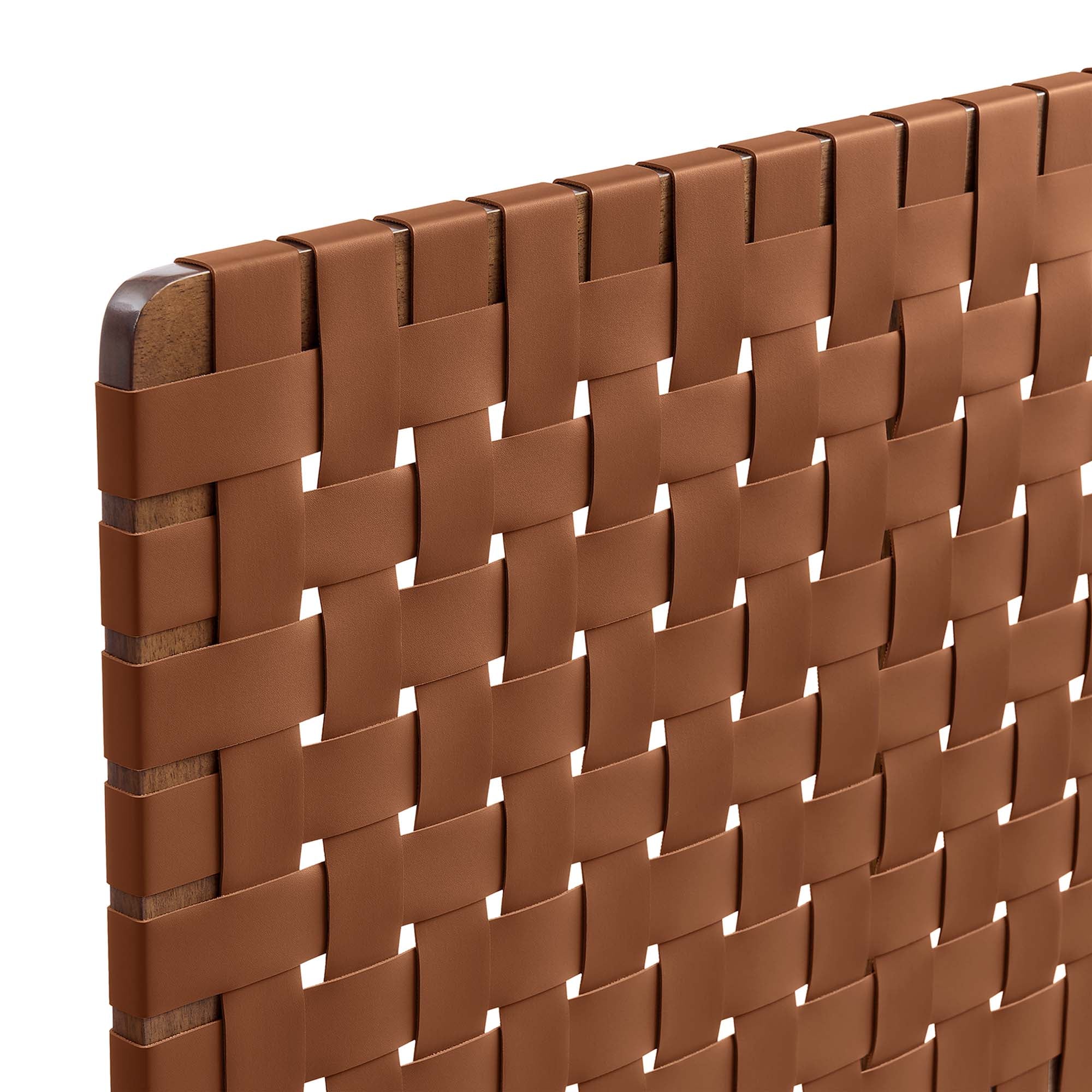 Sparta Weave Vegan Leather King Headboard, Walnut Brown