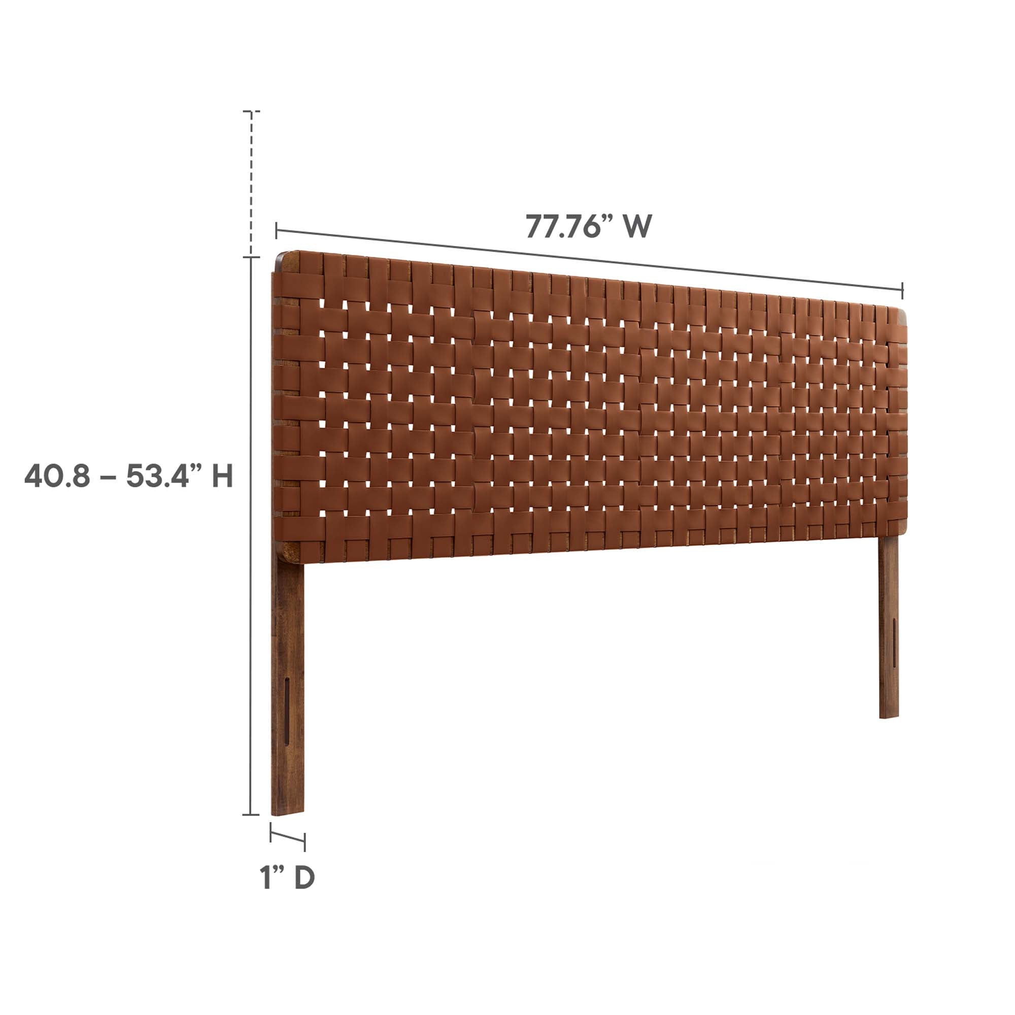 Sparta Weave Vegan Leather King Headboard, Walnut Brown