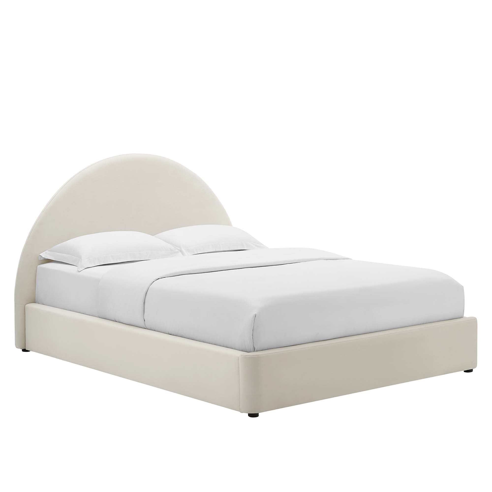 Resort Alabaster Performance Velvet Arched Round Full Platform Bed