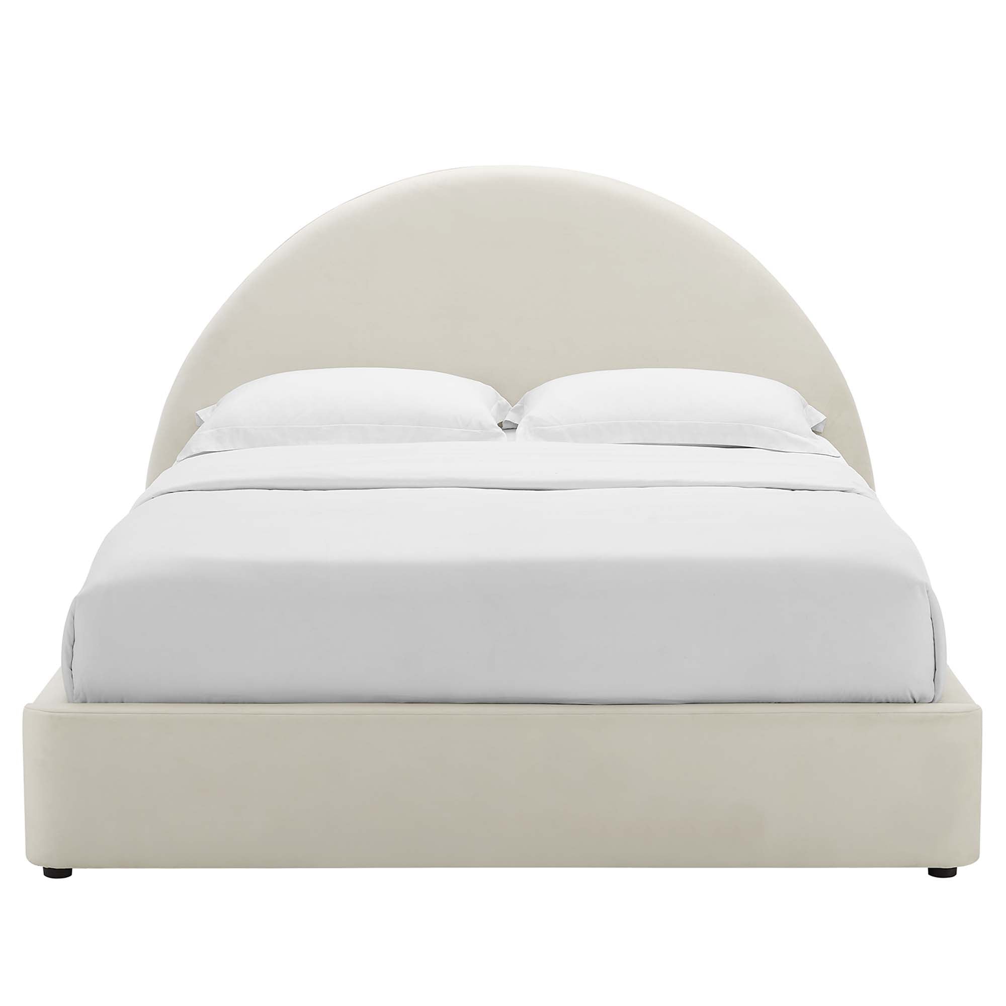 Resort Alabaster Performance Velvet Arched Round Full Platform Bed