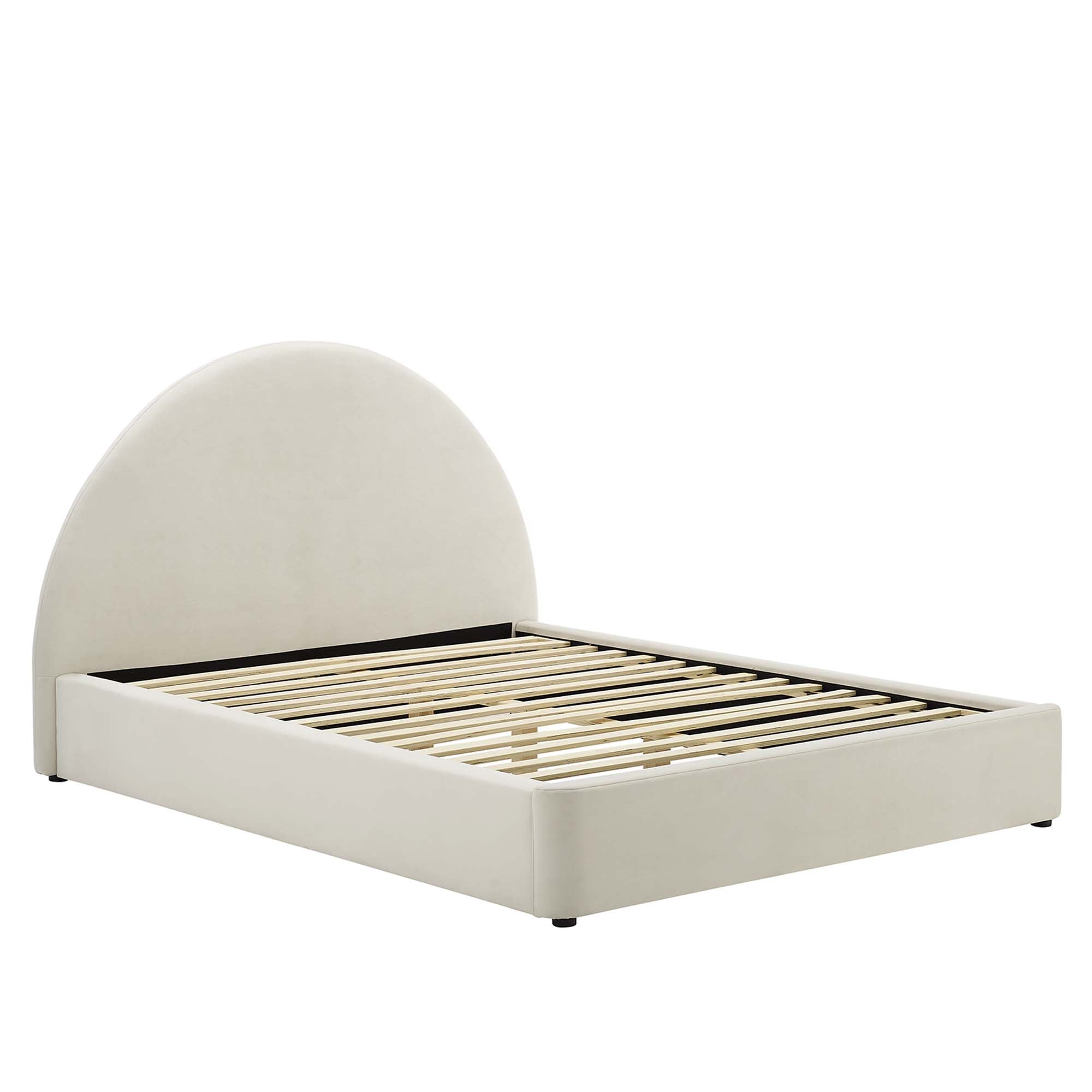 Resort Alabaster Performance Velvet Arched Round Queen Platform Bed