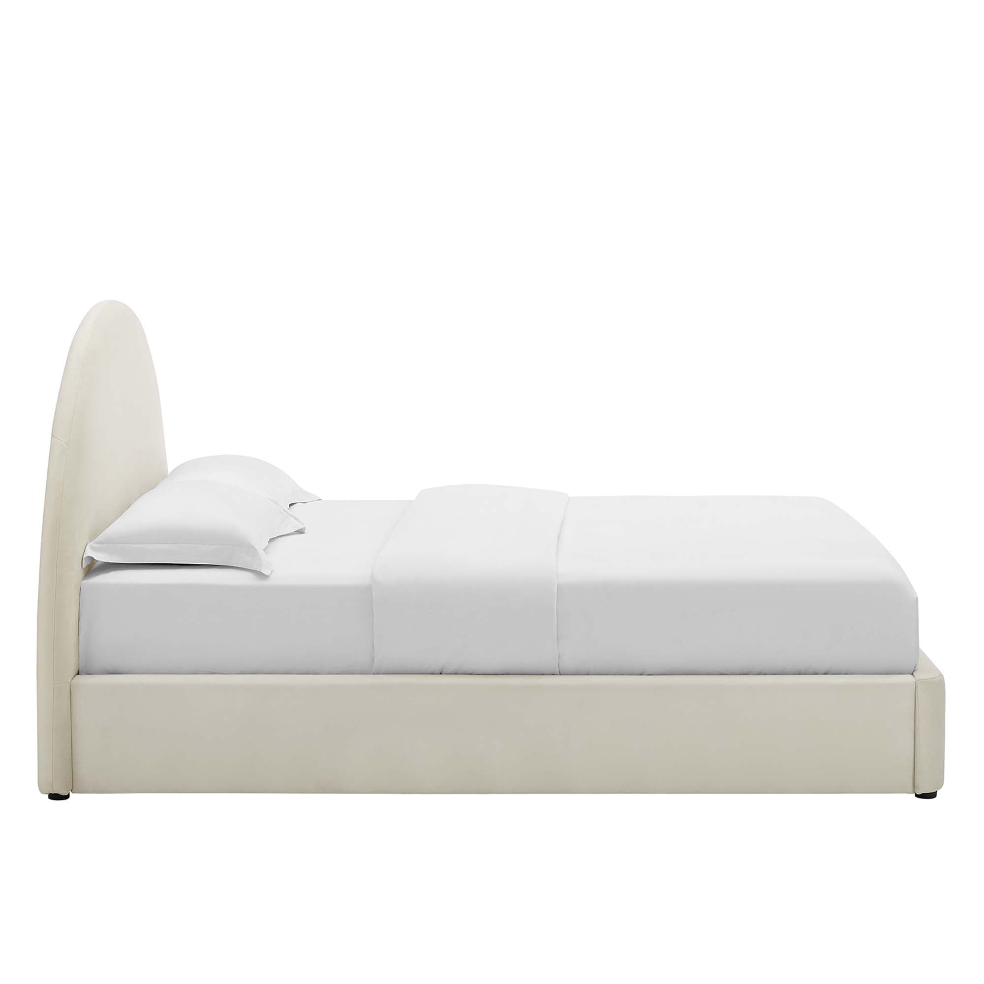 Resort Alabaster Performance Velvet Arched Round Queen Platform Bed