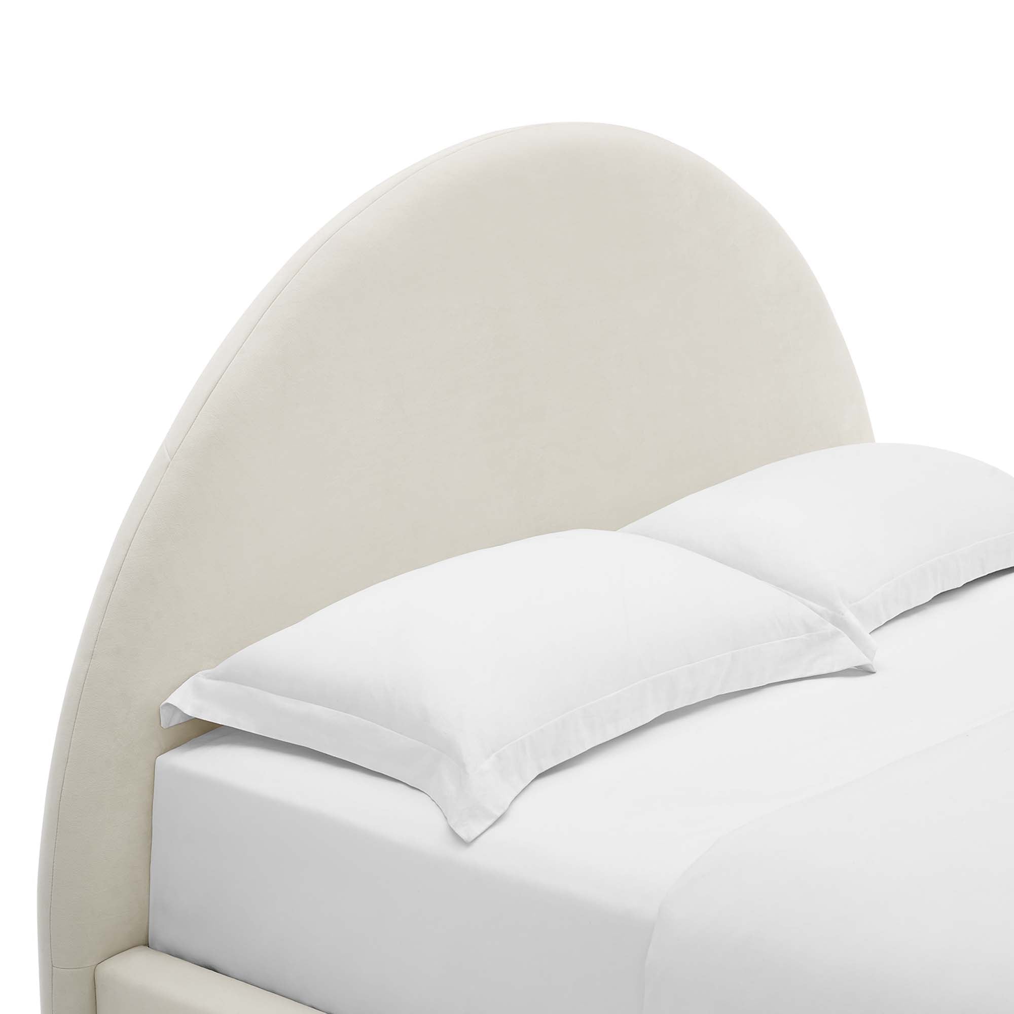 Resort Alabaster Performance Velvet Arched Round Queen Platform Bed