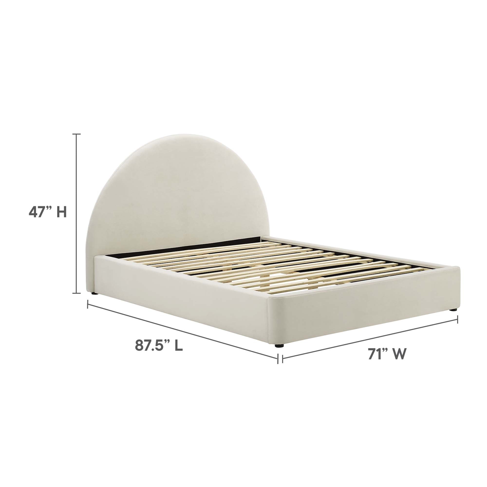 Resort Alabaster Performance Velvet Arched Round Queen Platform Bed