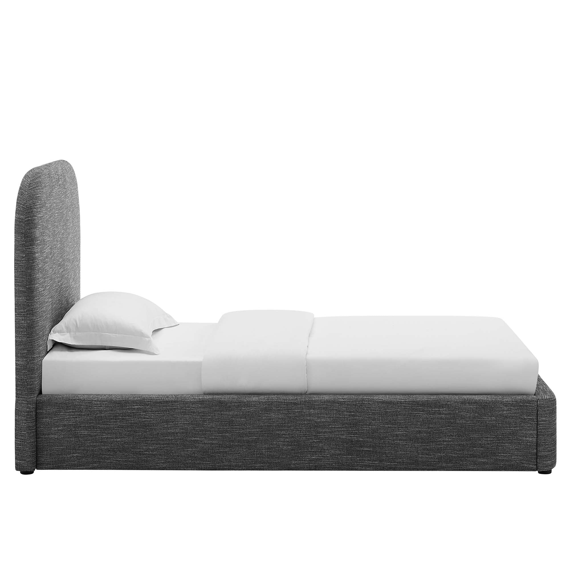 Keynote Upholstered Fabric Curved Twin Platform Bed, Heathered Weave Slate