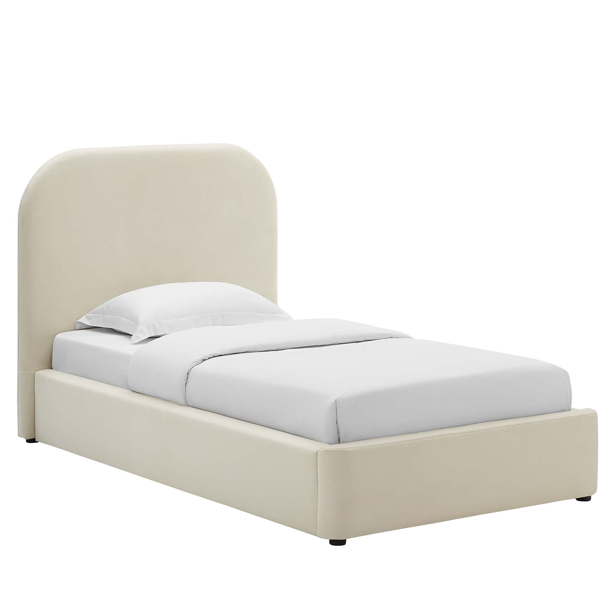 Keynote Taupe Performance Velvet Curved Twin Platform Bed