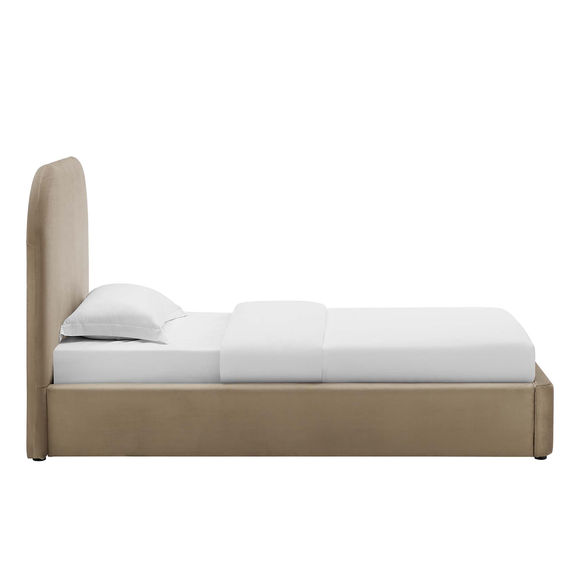 Keynote Taupe Performance Velvet Curved Twin Platform Bed