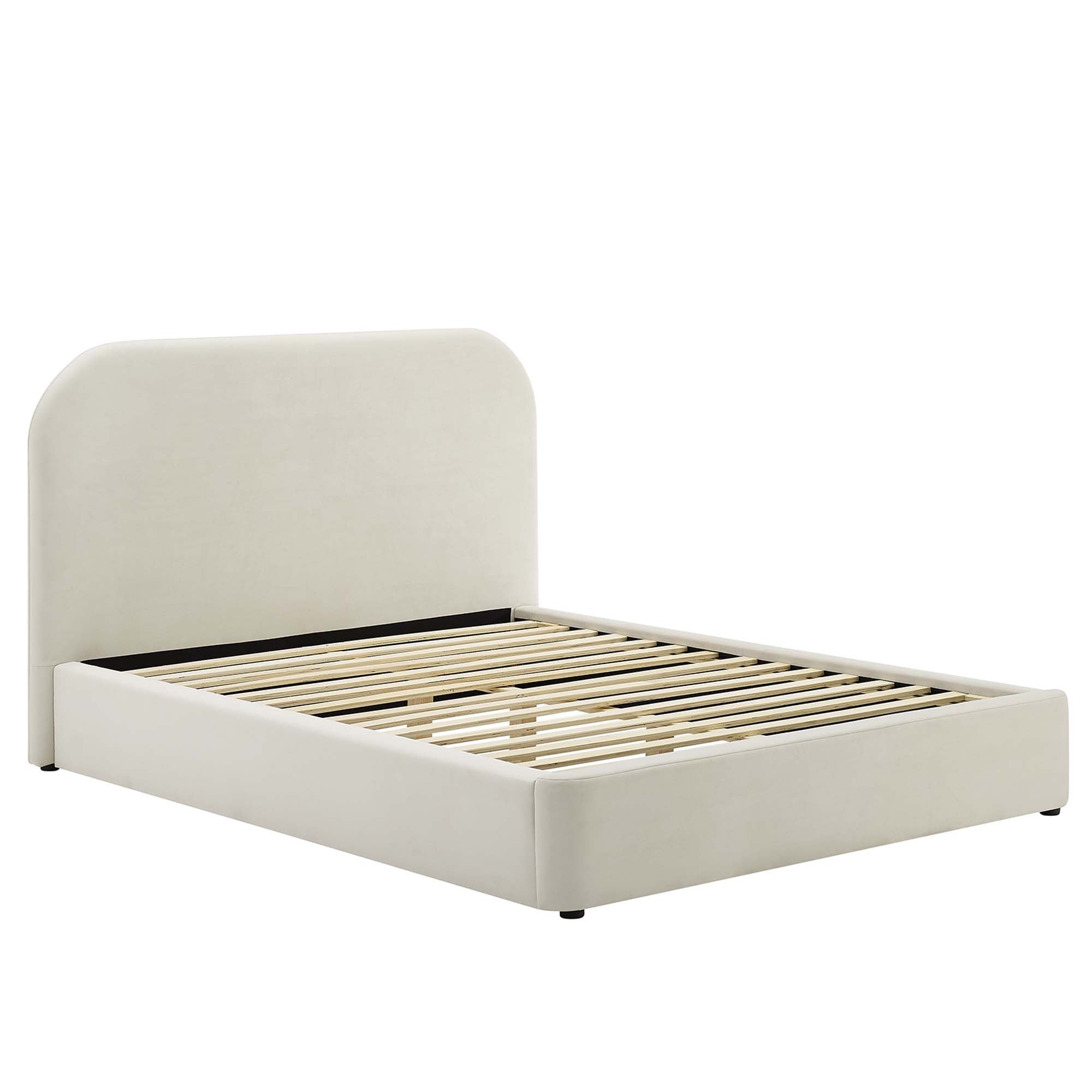 Keynote Alabaster Performance Velvet Curved Full Platform Bed