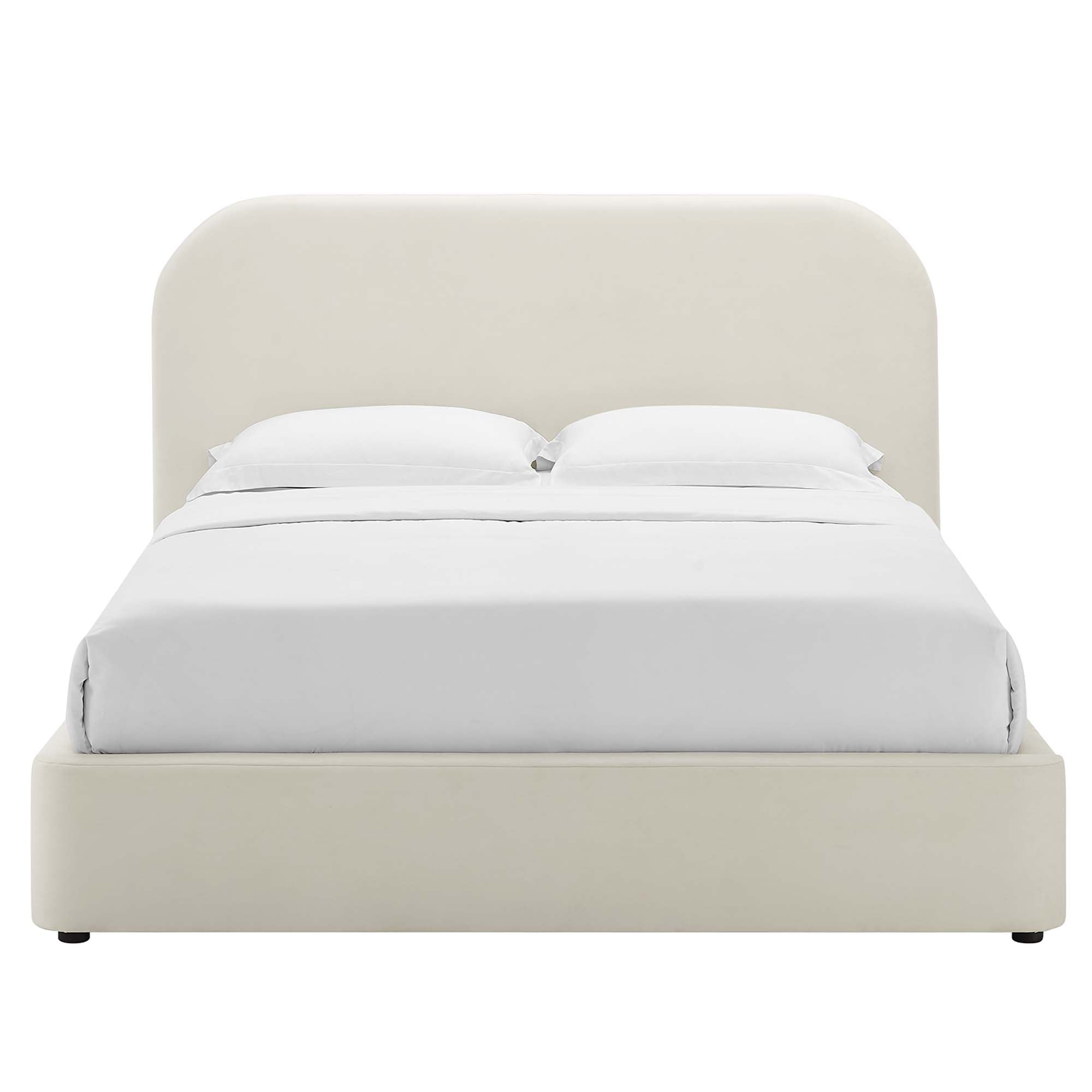 Keynote Taupe Performance Velvet Curved Twin Platform Bed